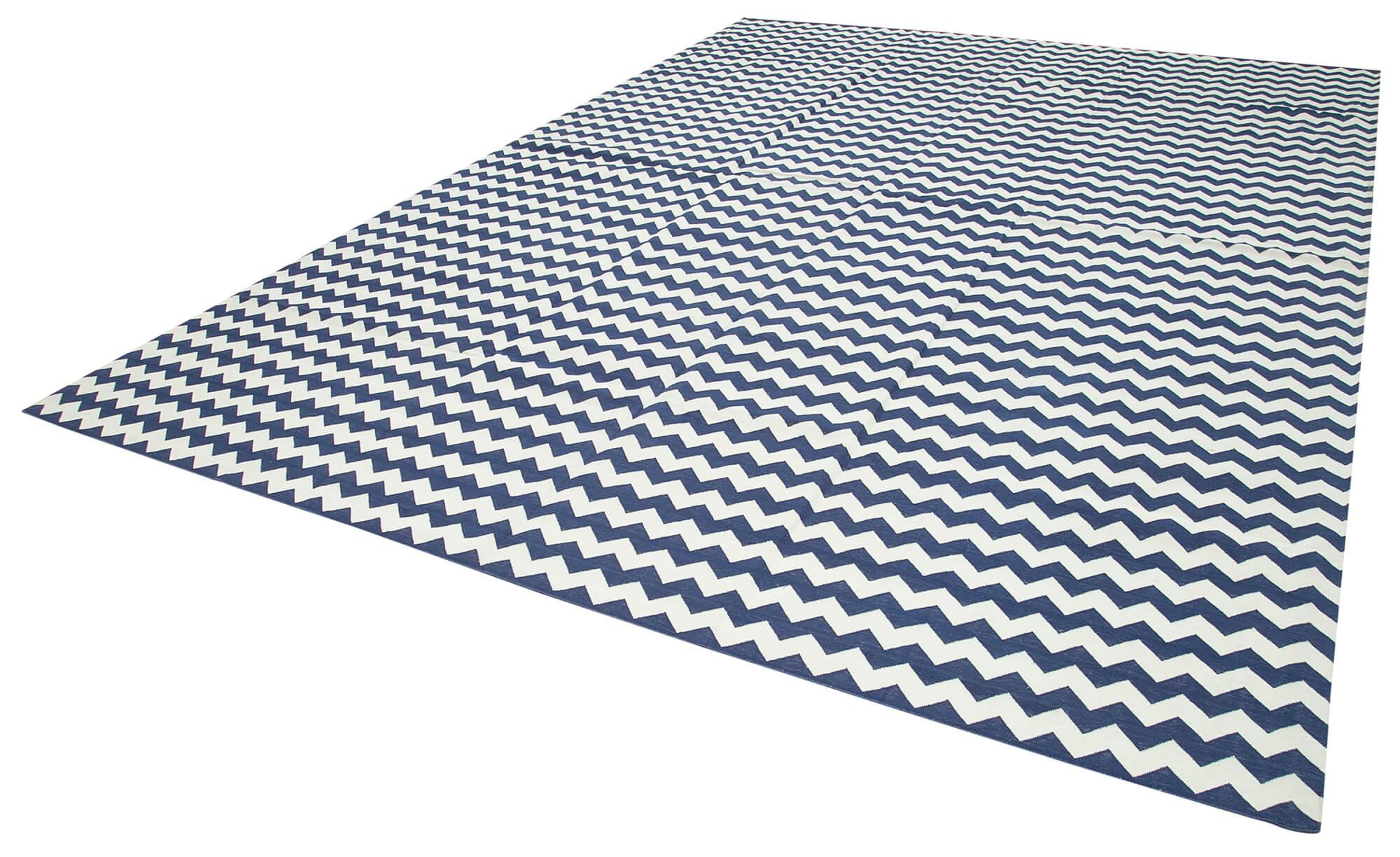 10 x 14 Blue Dhurrie Rug - 2856