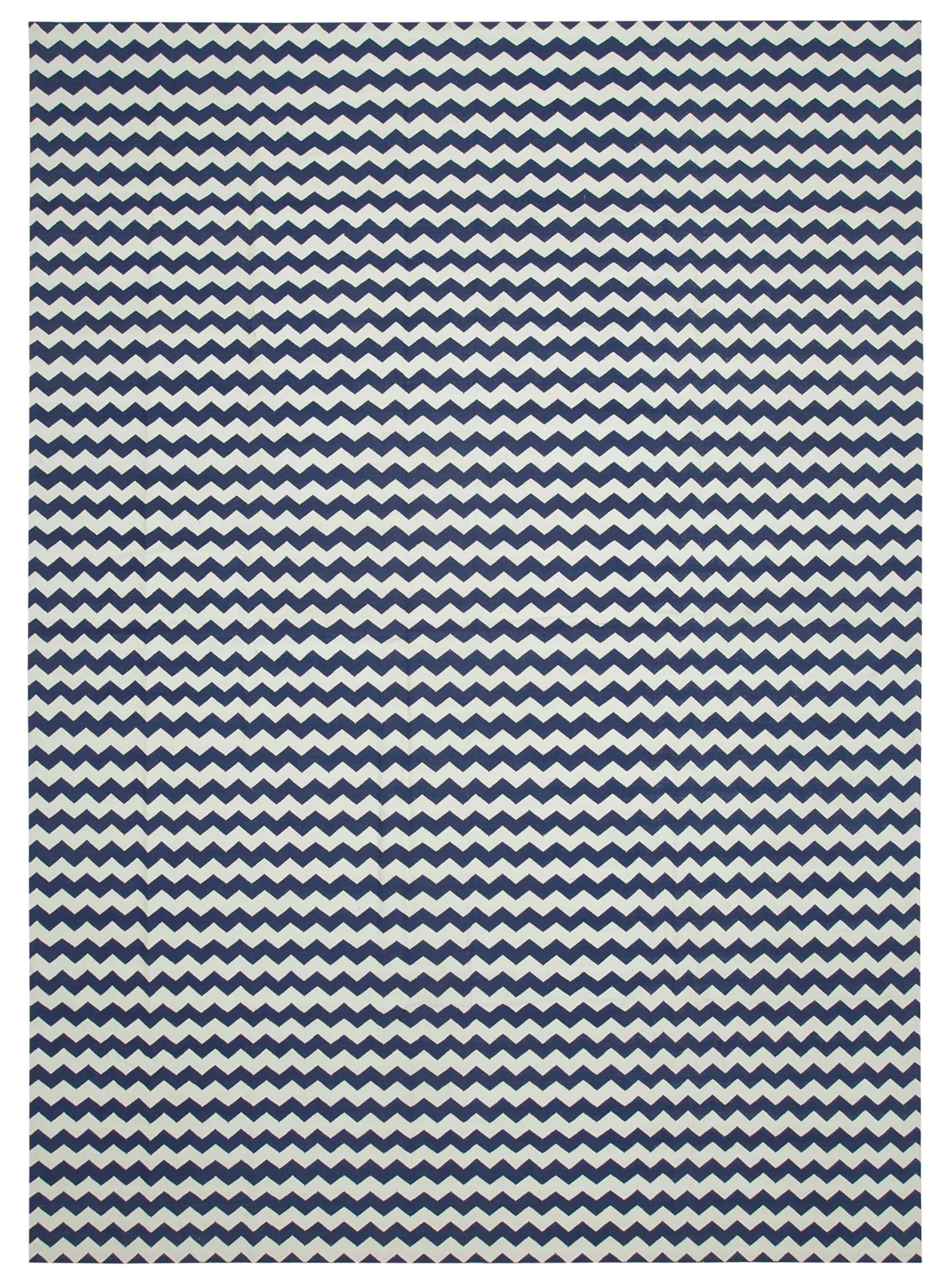 10 x 14 Blue Dhurrie Rug - 2866