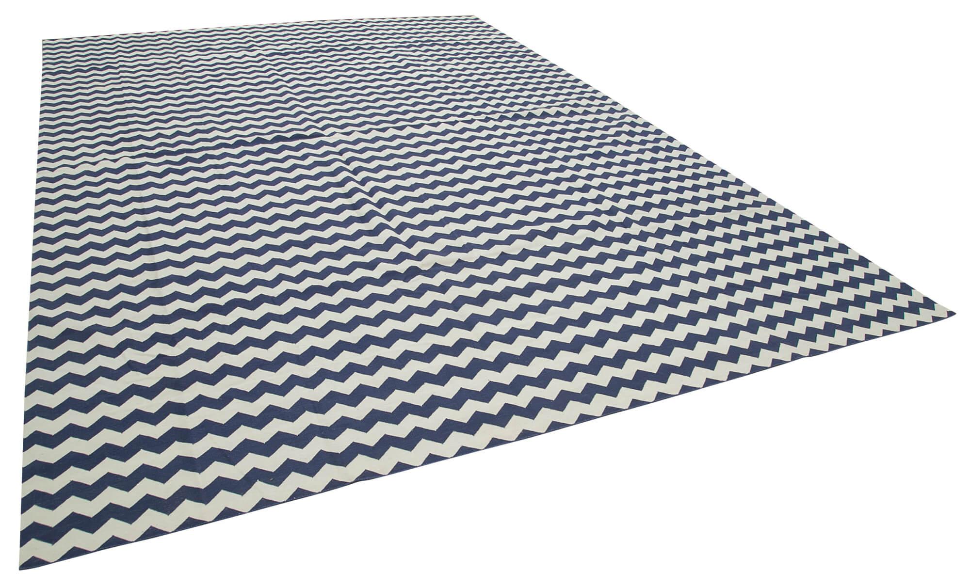 10 x 14 Blue Dhurrie Rug - 2866