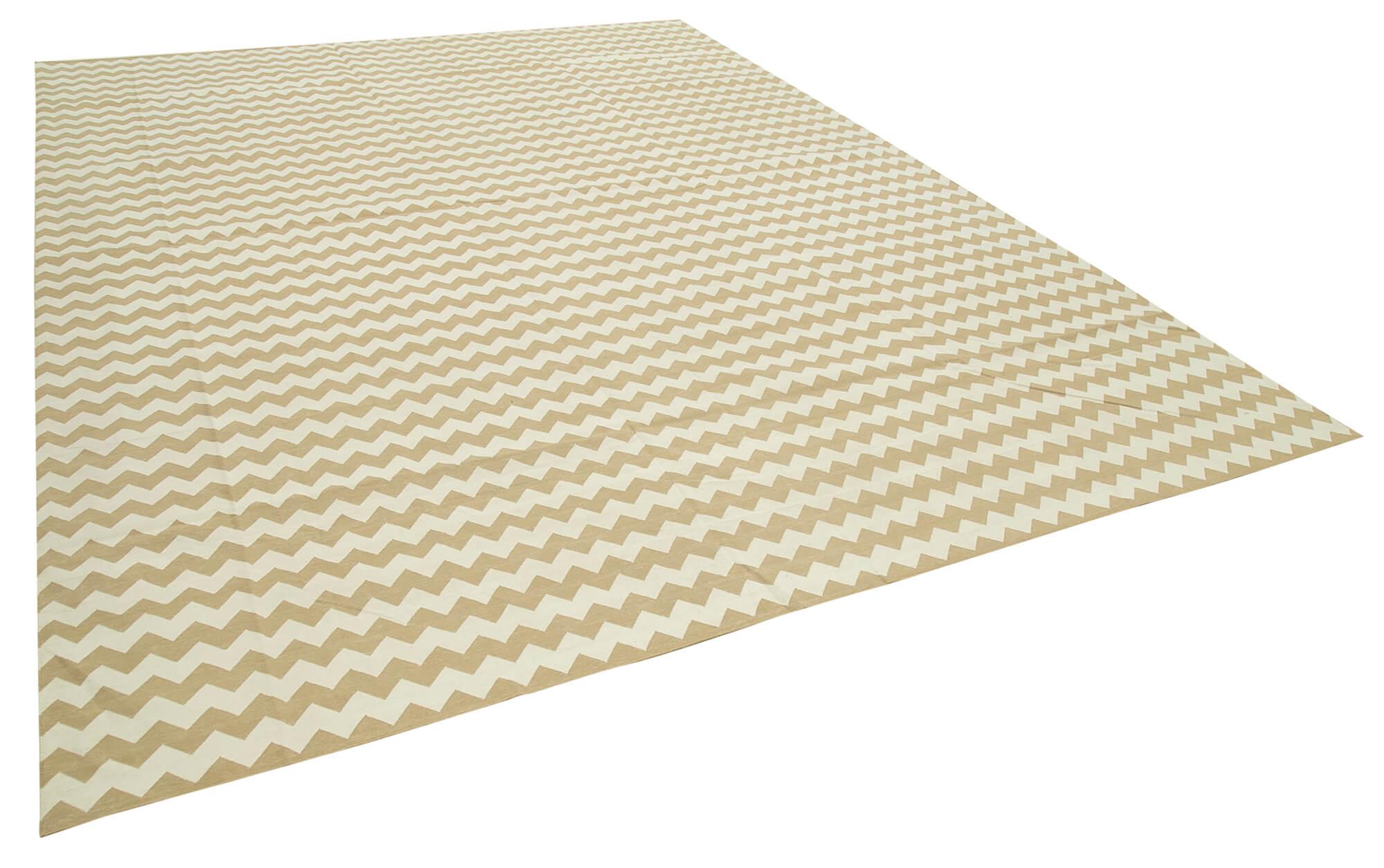 10 x 14 Beige Dhurrie Rug - 2867