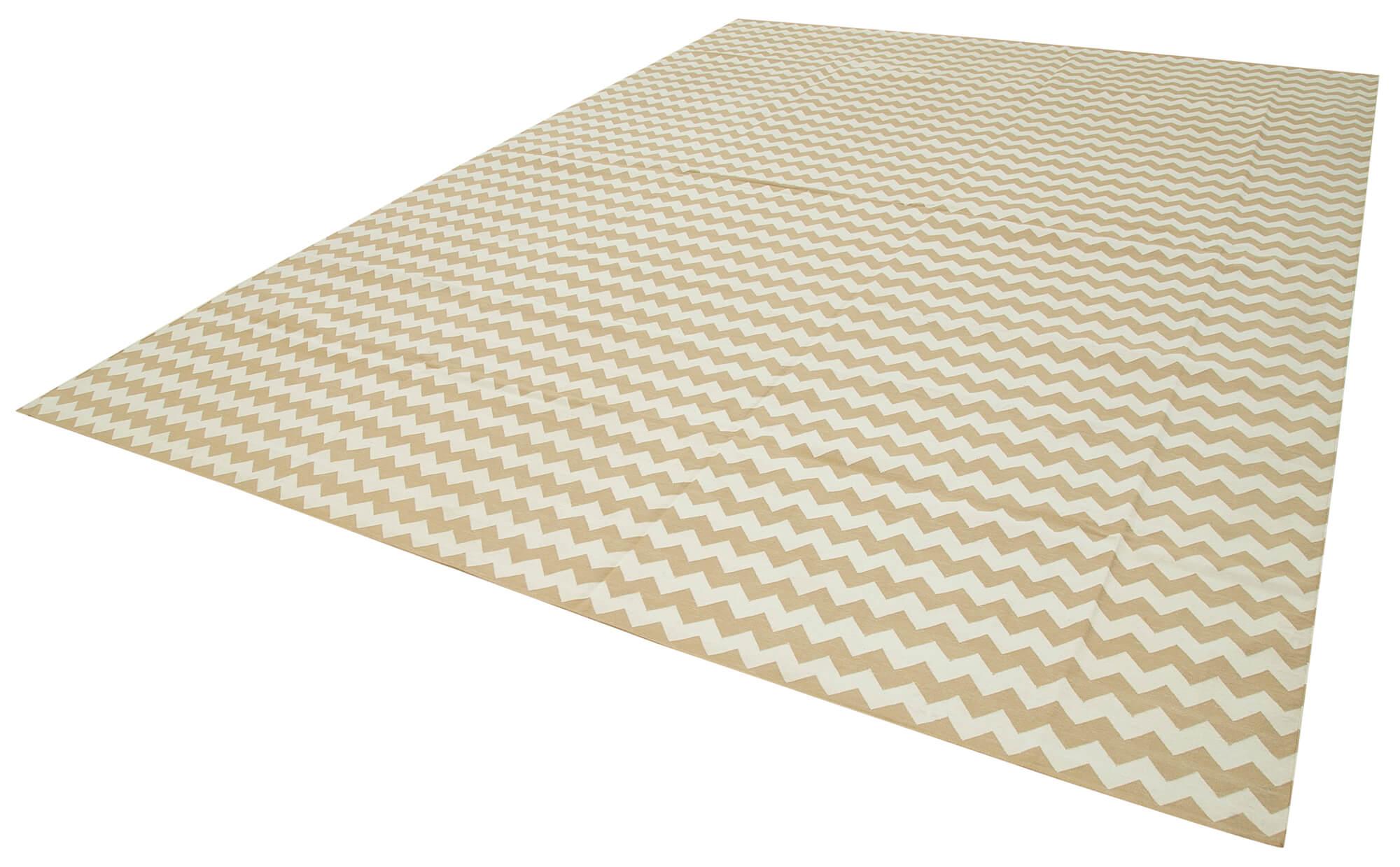 10 x 14 Beige Dhurrie Rug - 2867