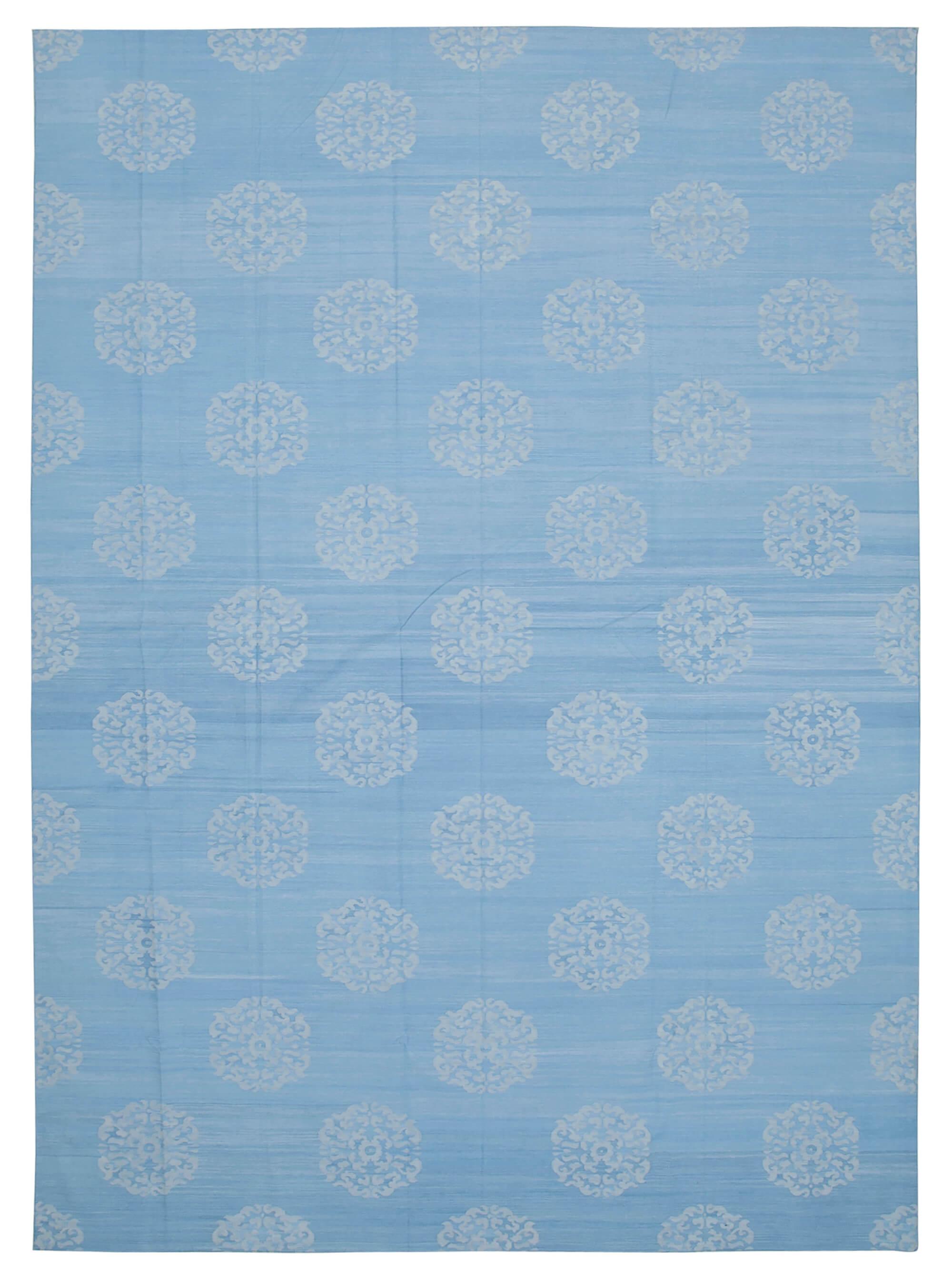 10 x 14 Blue Dhurrie Rug - 2868