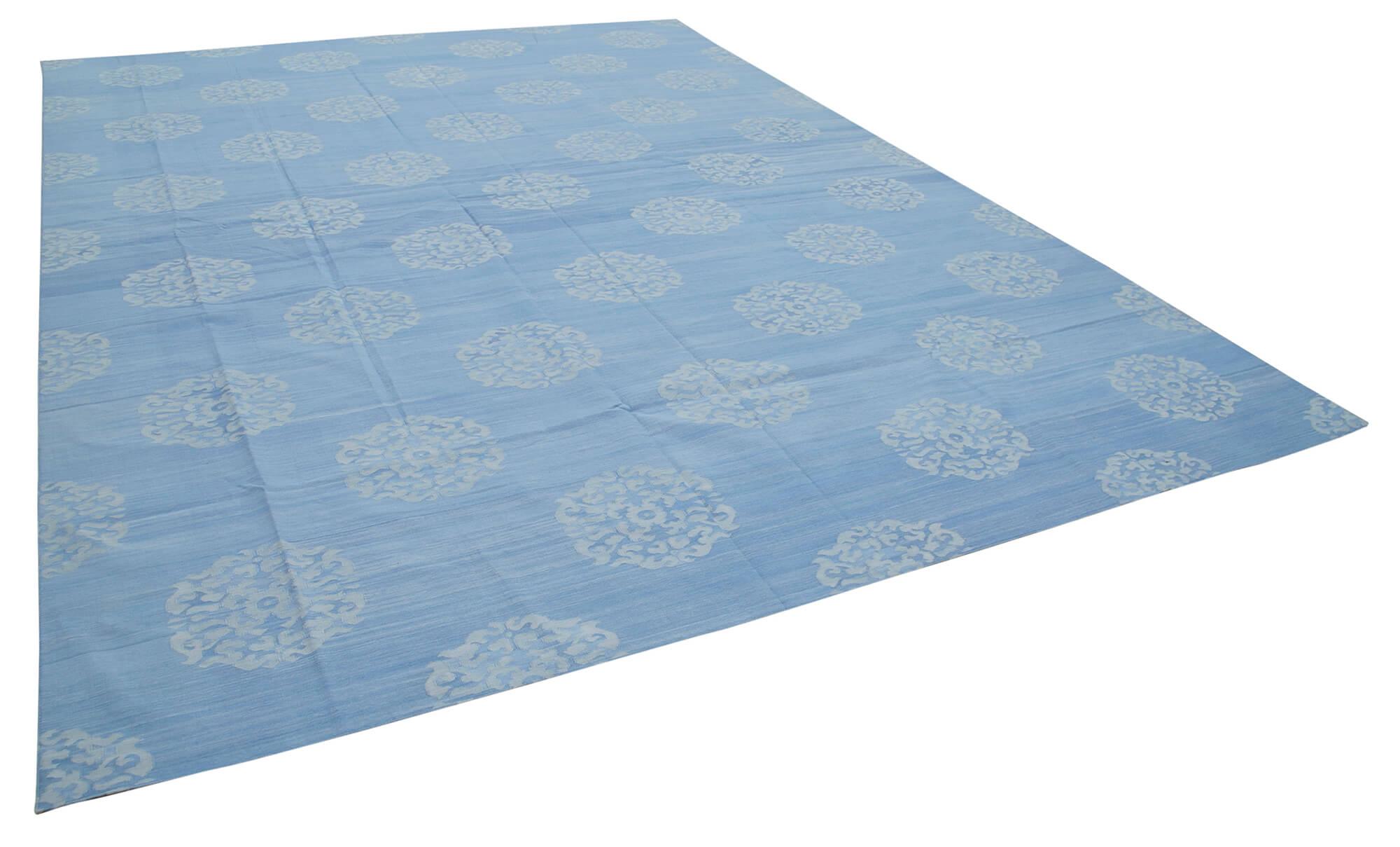 10 x 14 Blue Dhurrie Rug - 2868