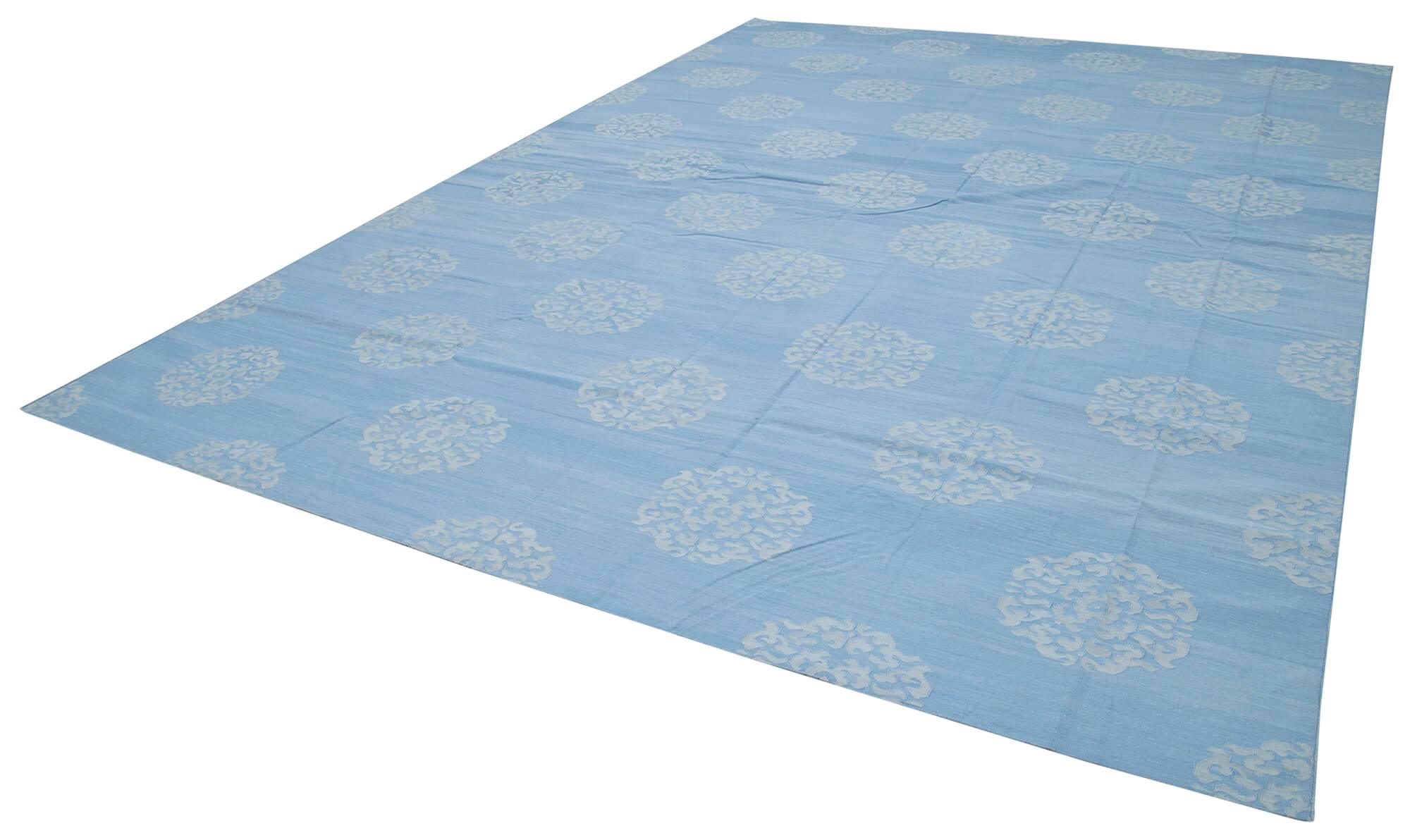 10 x 14 Blue Dhurrie Rug - 2868