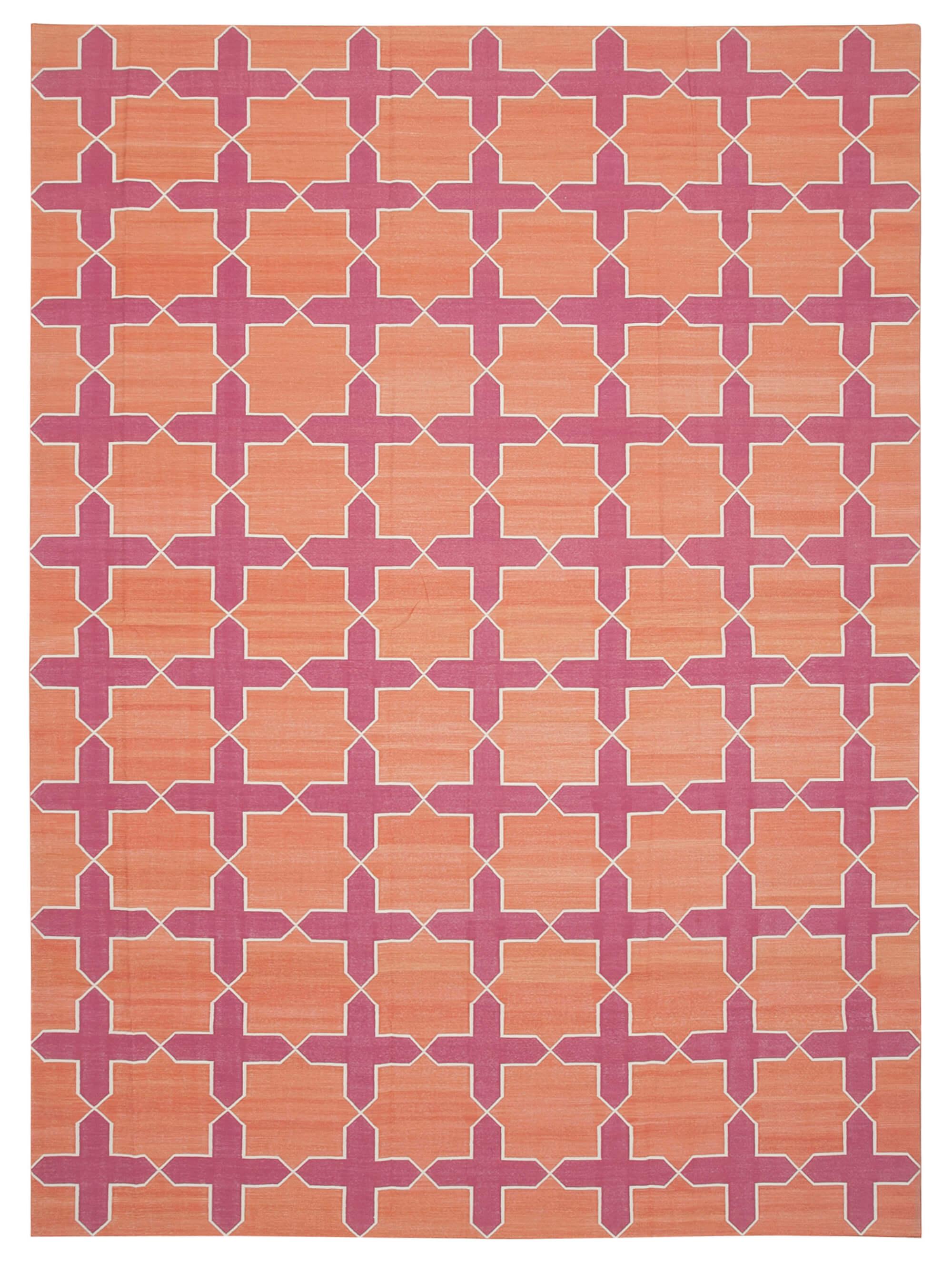 10 x 14 Orange Dhurrie Rug - 2870