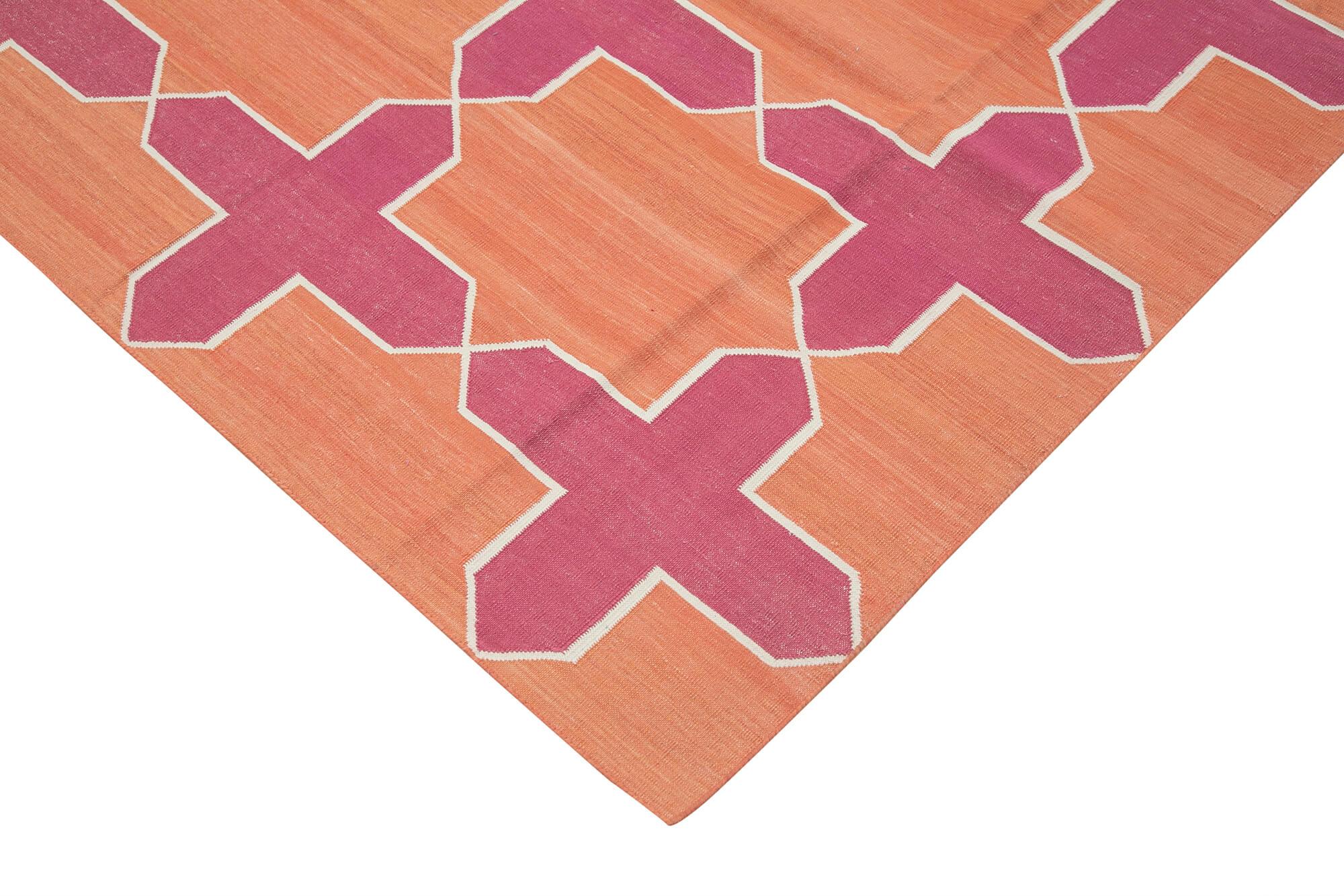 10 x 14 Orange Dhurrie Rug - 2870