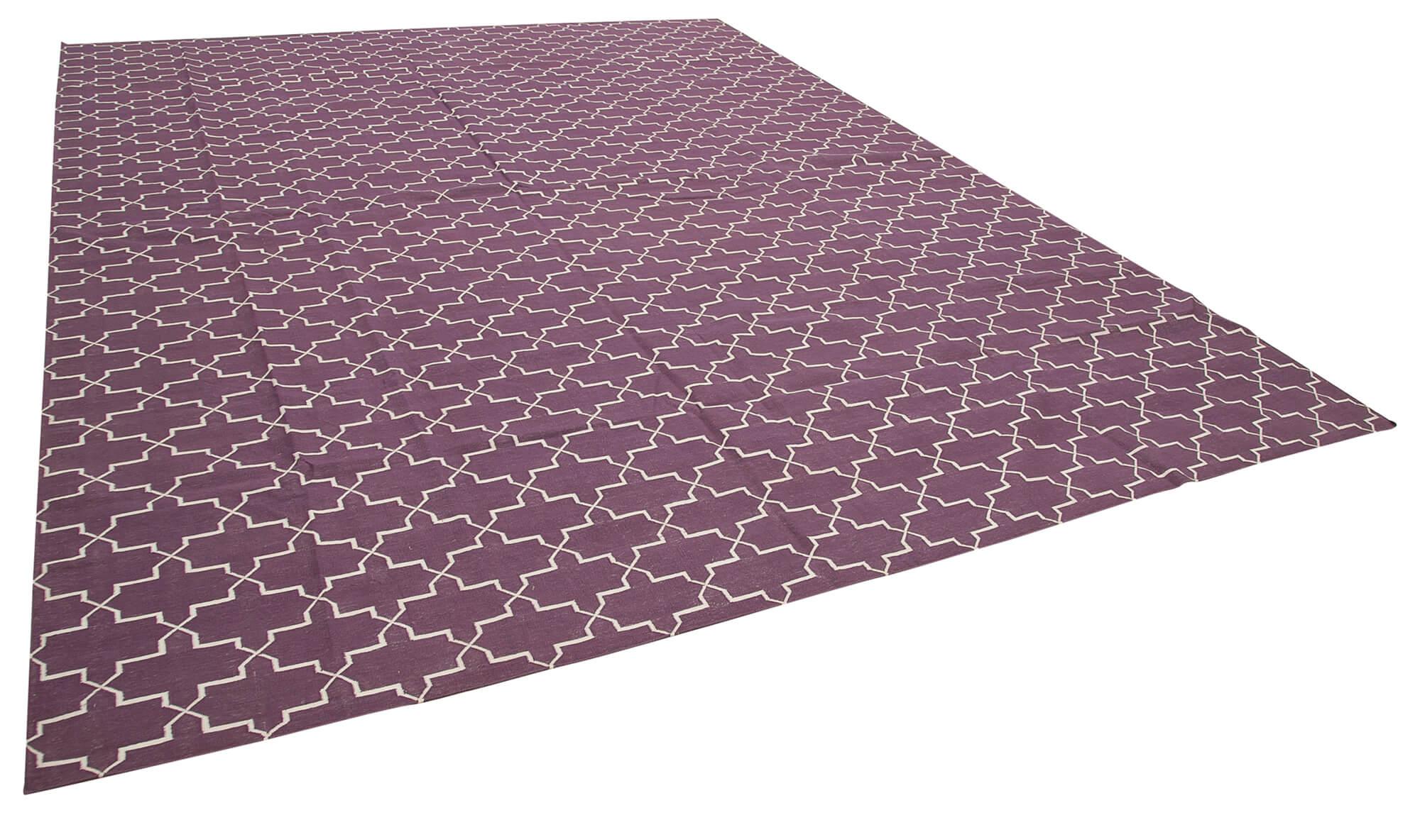 10 x 14 Purple Dhurrie Rug - 2871