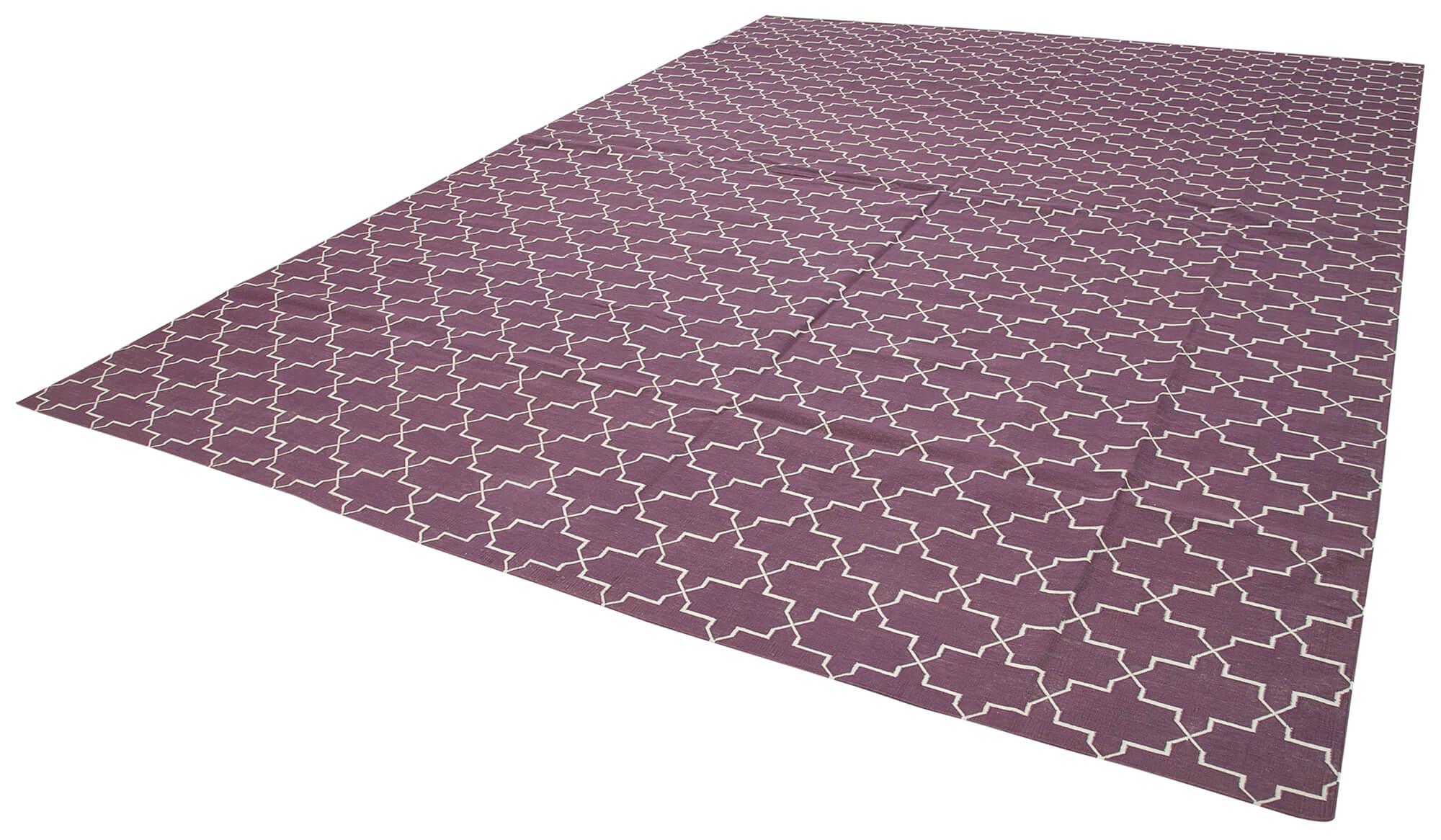 10 x 14 Purple Dhurrie Rug - 2871