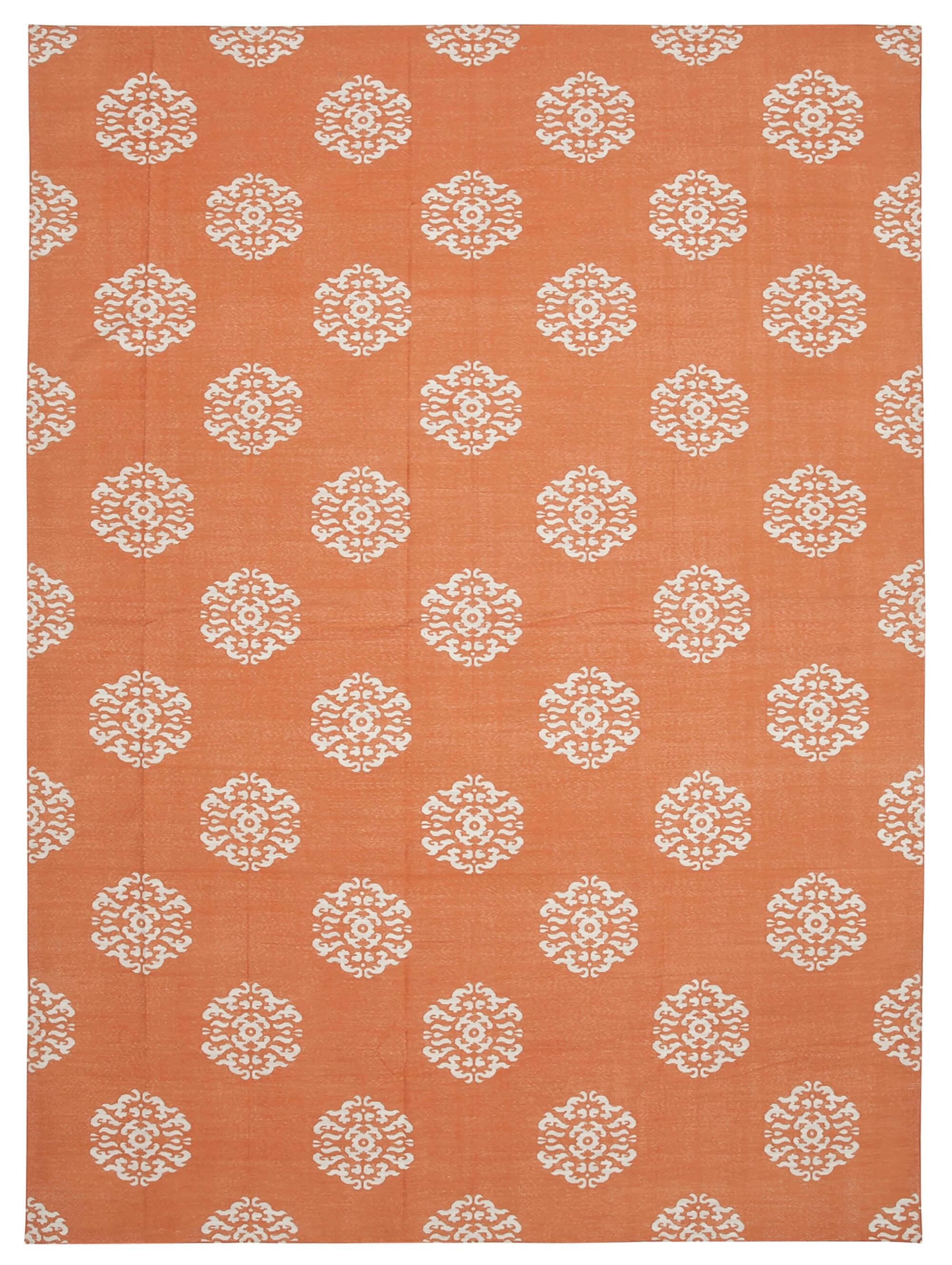 10 x 14 Orange Dhurrie Rug - 2872