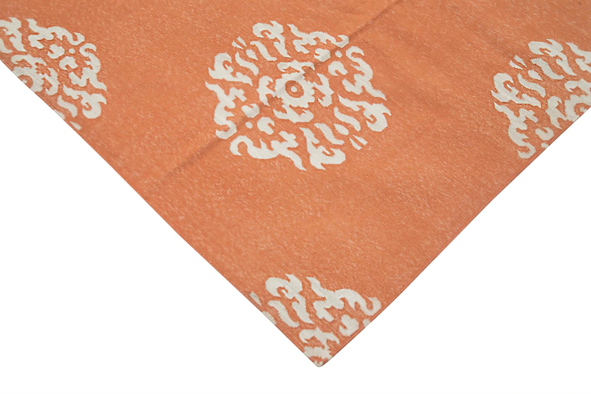 10 x 14 Orange Dhurrie Rug - 2872