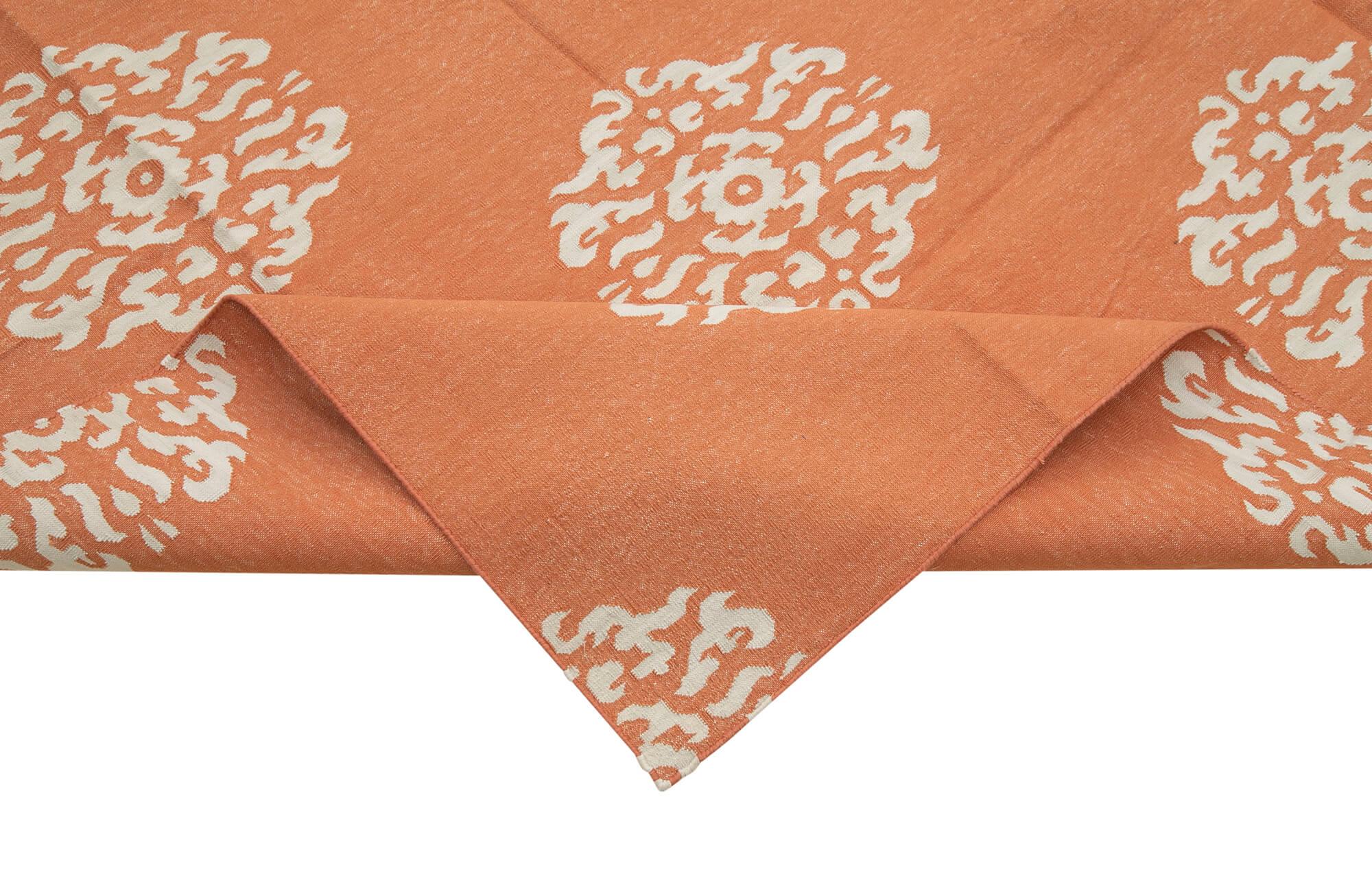 10 x 14 Orange Dhurrie Rug - 2872