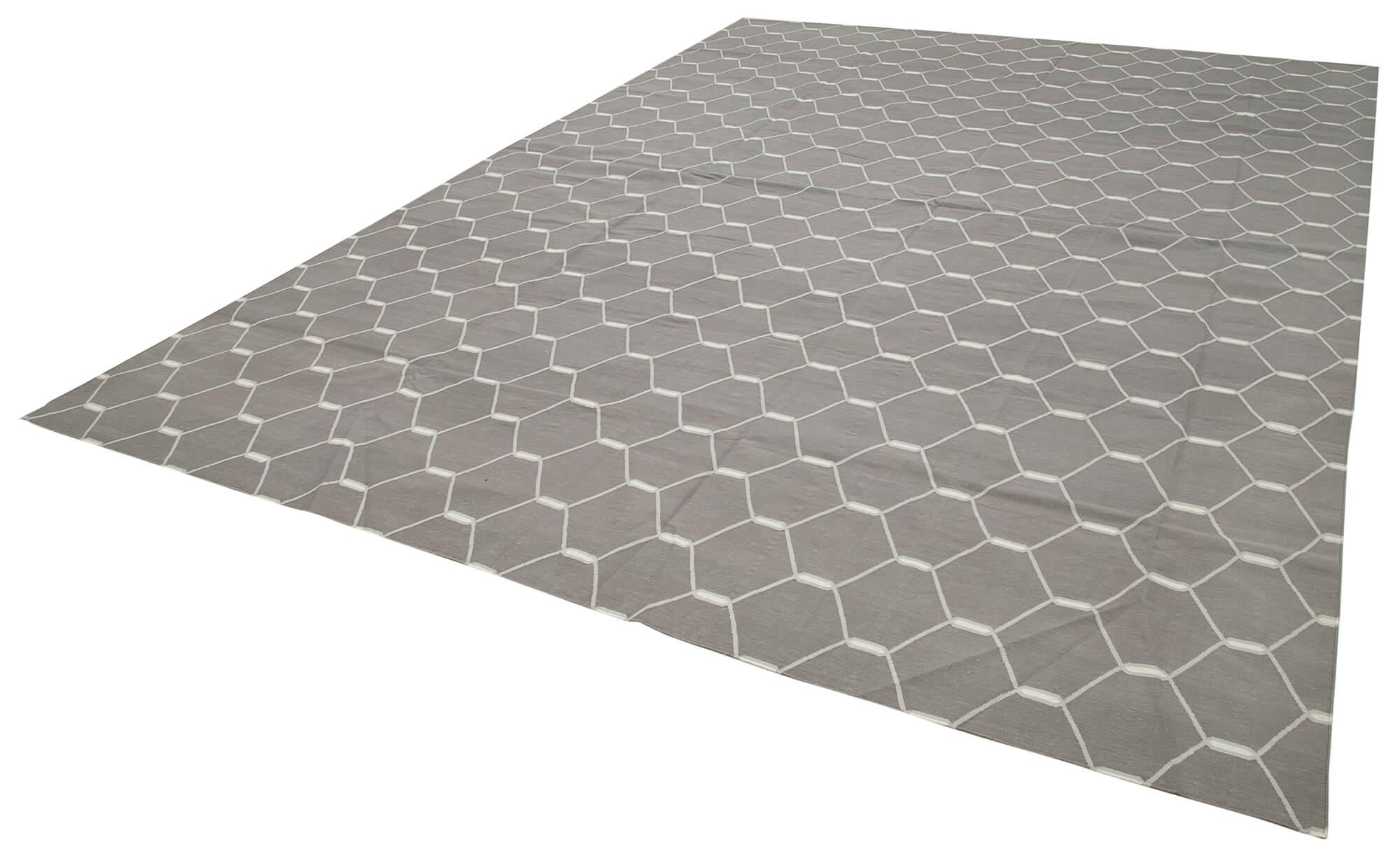 10 x 14 Grey Dhurrie Rug - 2873