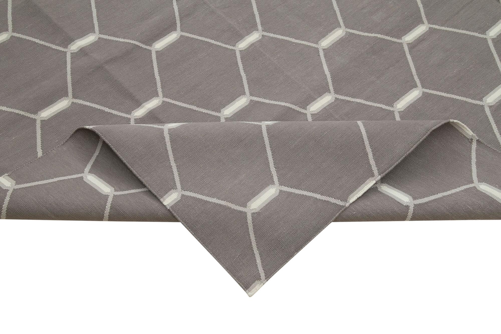 10 x 14 Grey Dhurrie Rug - 2873