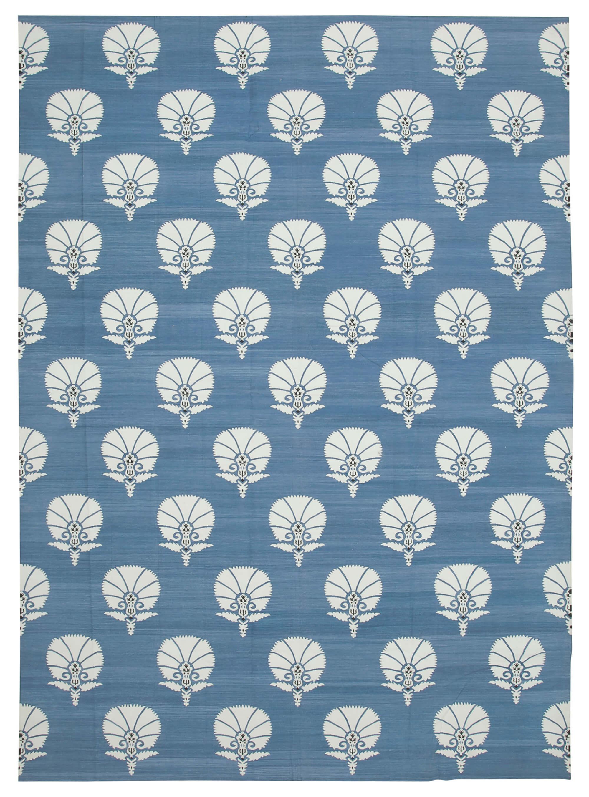 10 x 14 Blue Dhurrie Rug - 2874