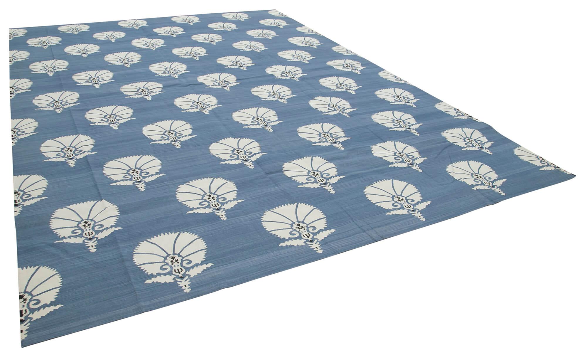 10 x 14 Blue Dhurrie Rug - 2874