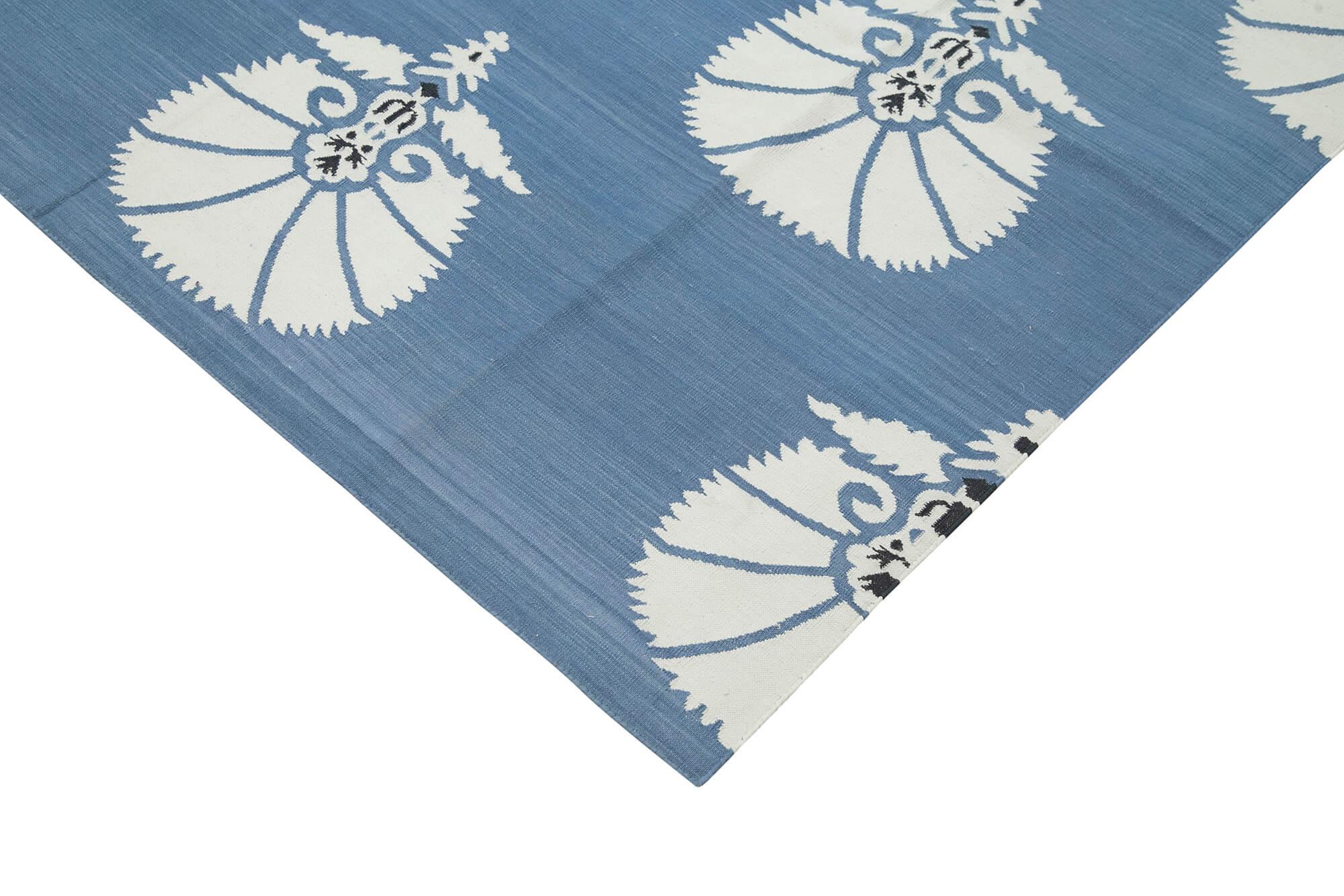 10 x 14 Blue Dhurrie Rug - 2874