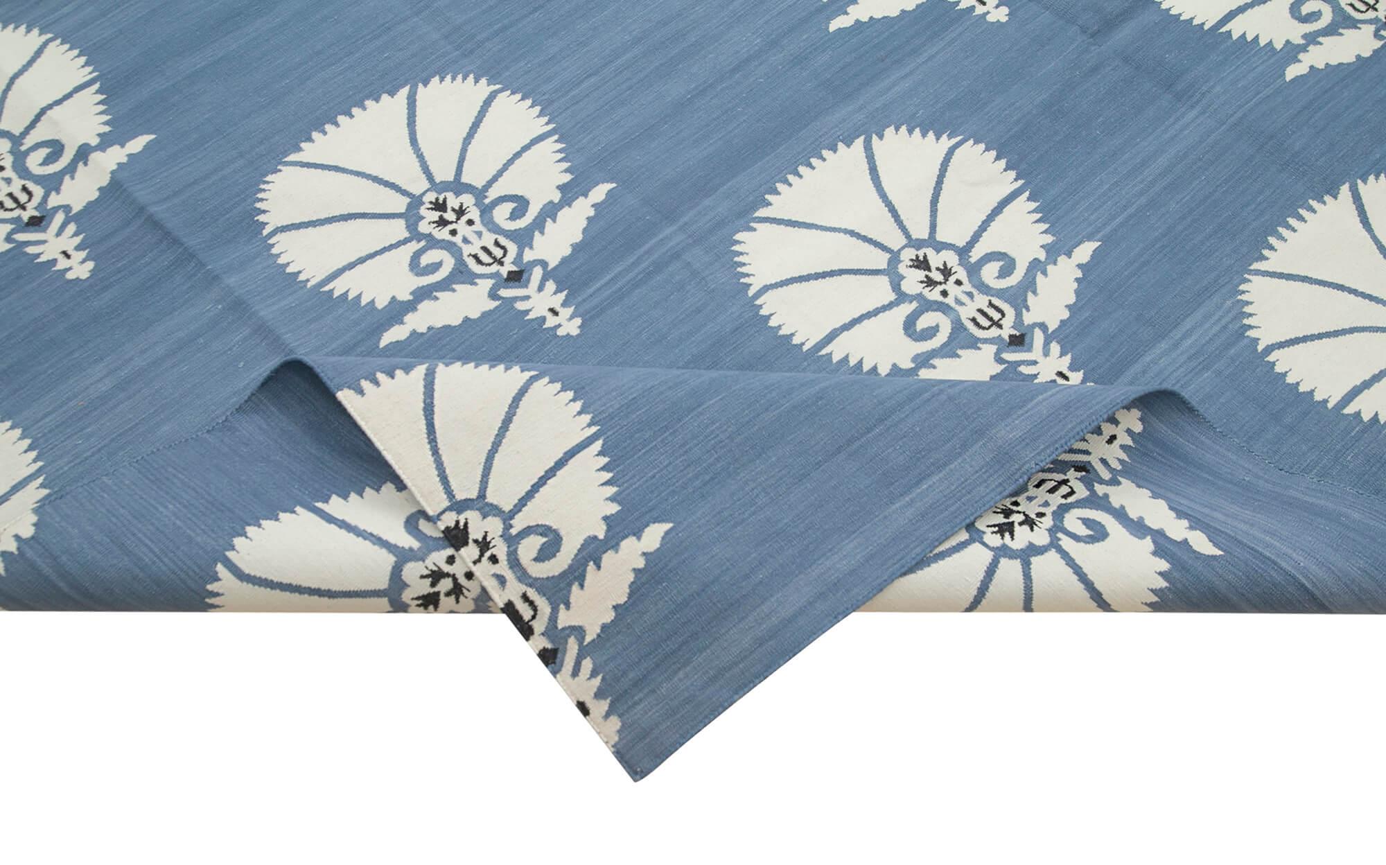 10 x 14 Blue Dhurrie Rug - 2874