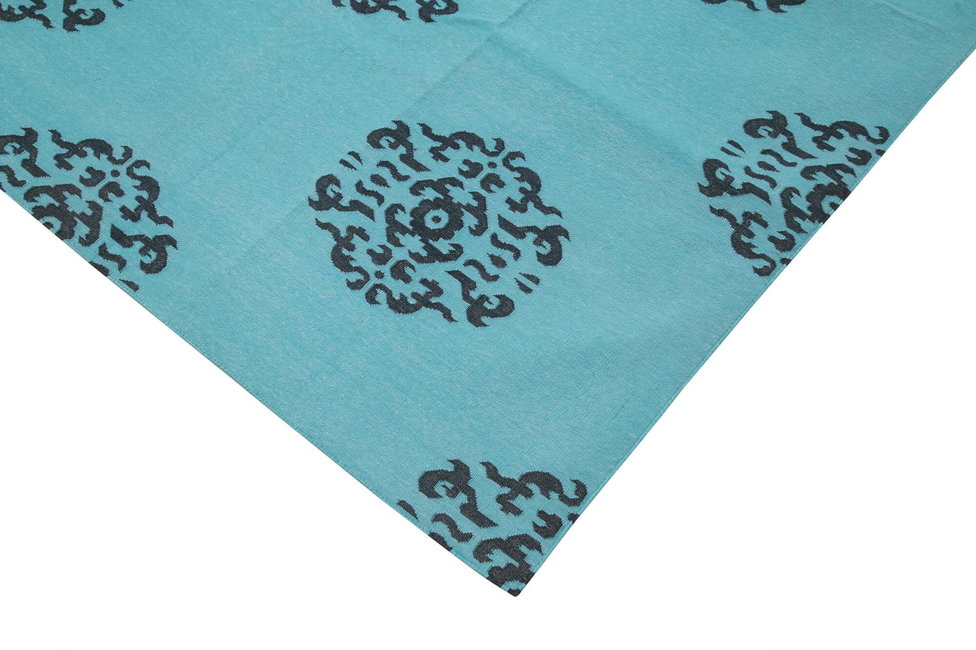 10 x 14 Turquoise Dhurrie Rug - 2875