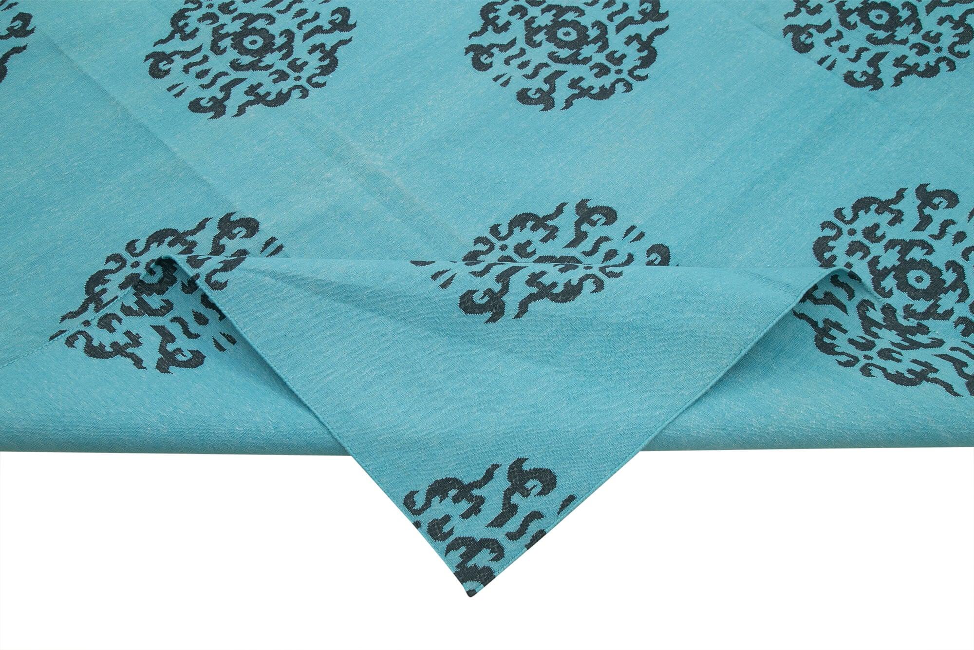 10 x 14 Turquoise Dhurrie Rug - 2875