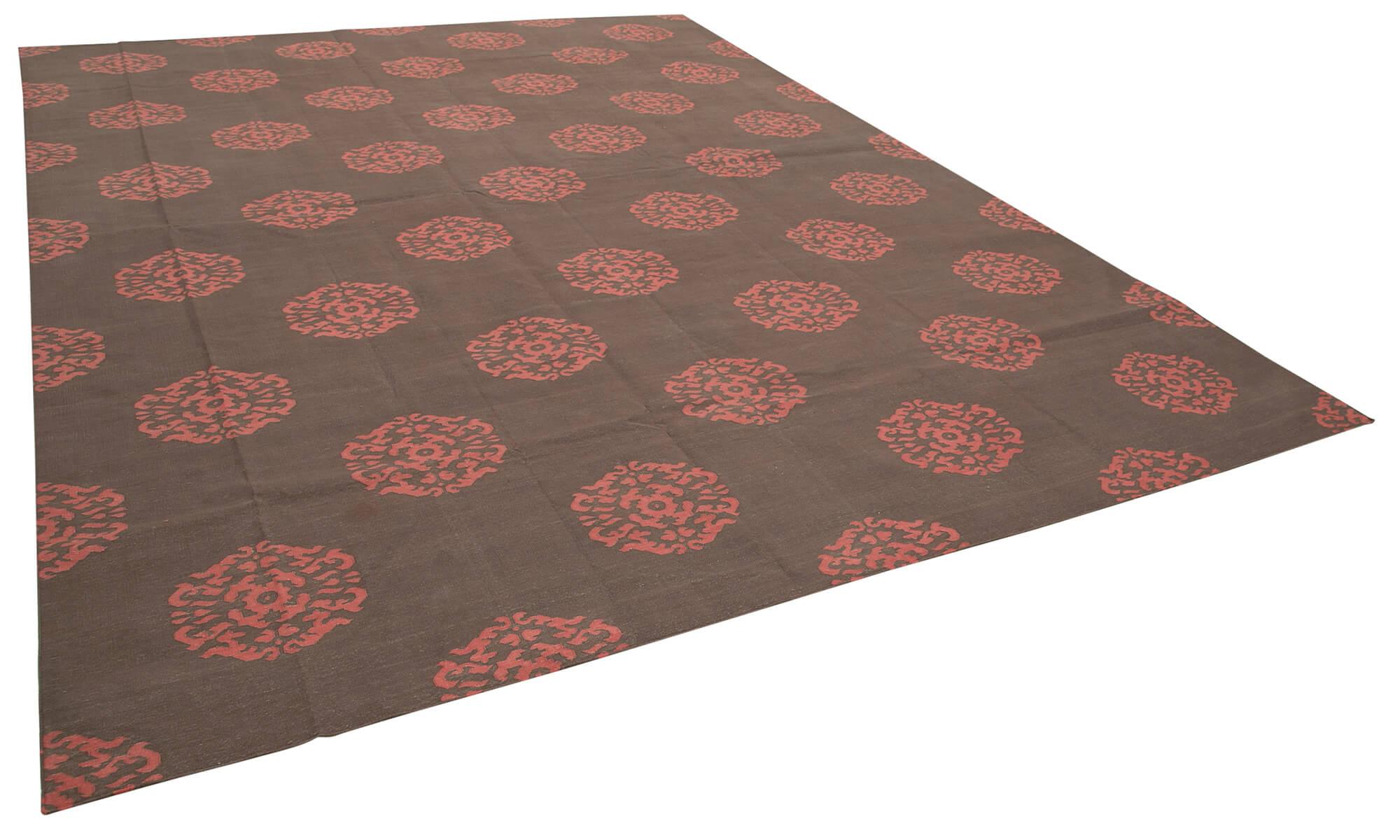 10 x 14 Brown Dhurrie Rug - 2876