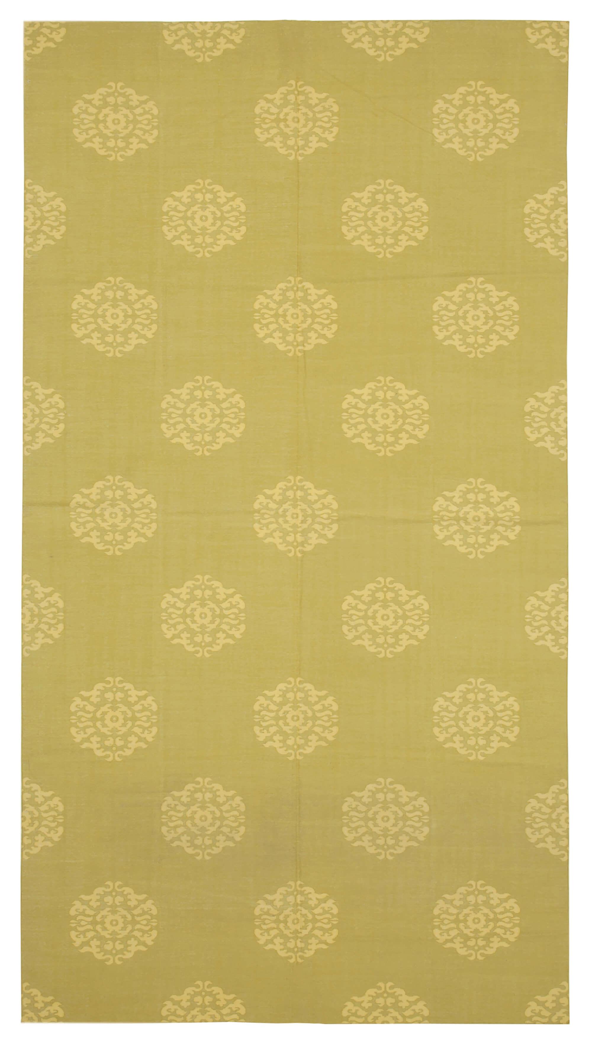 7 x 13 Yellow Dhurrie Rug - 2879