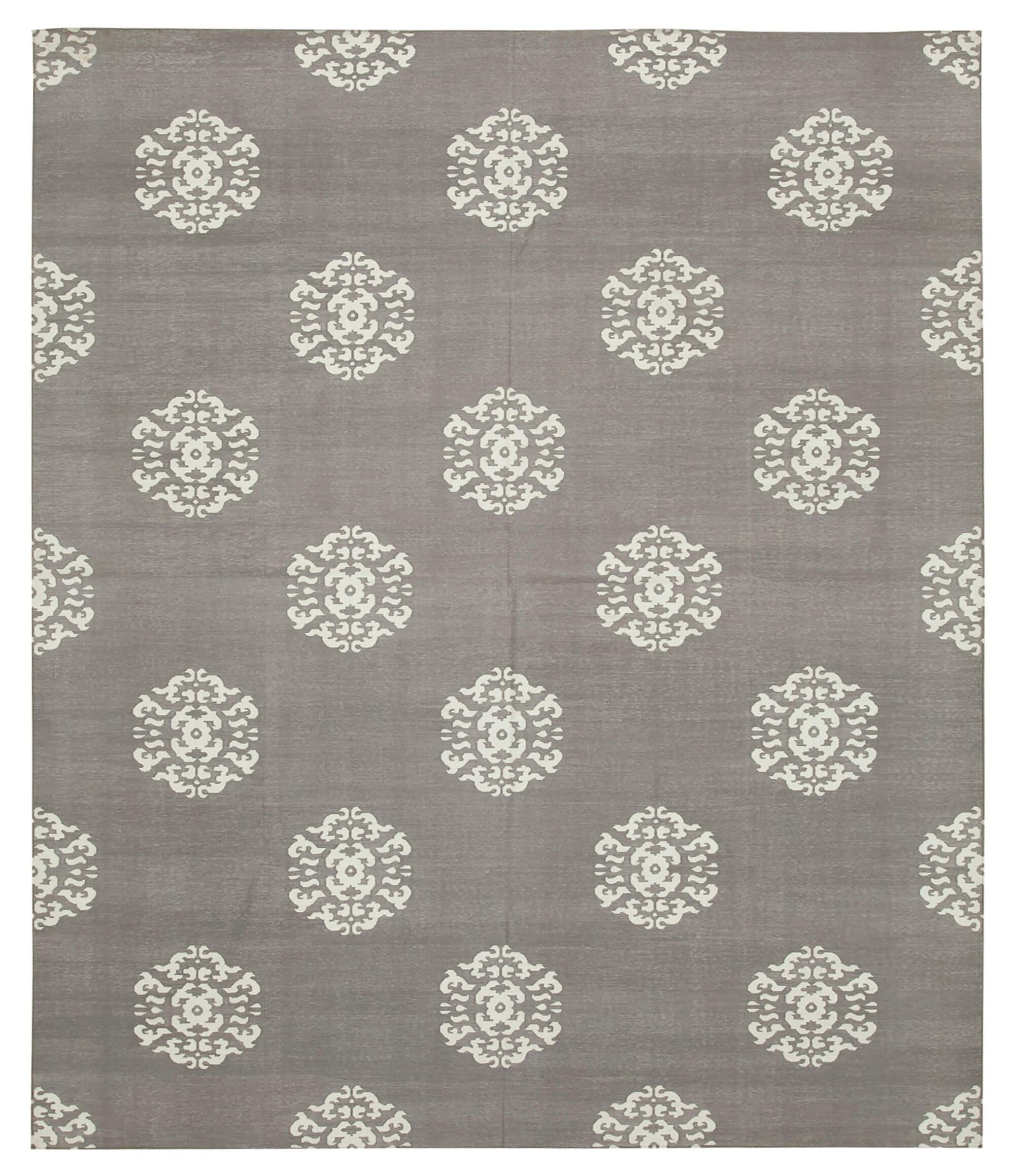 8 x 9 Grey Dhurrie Rug - 2880