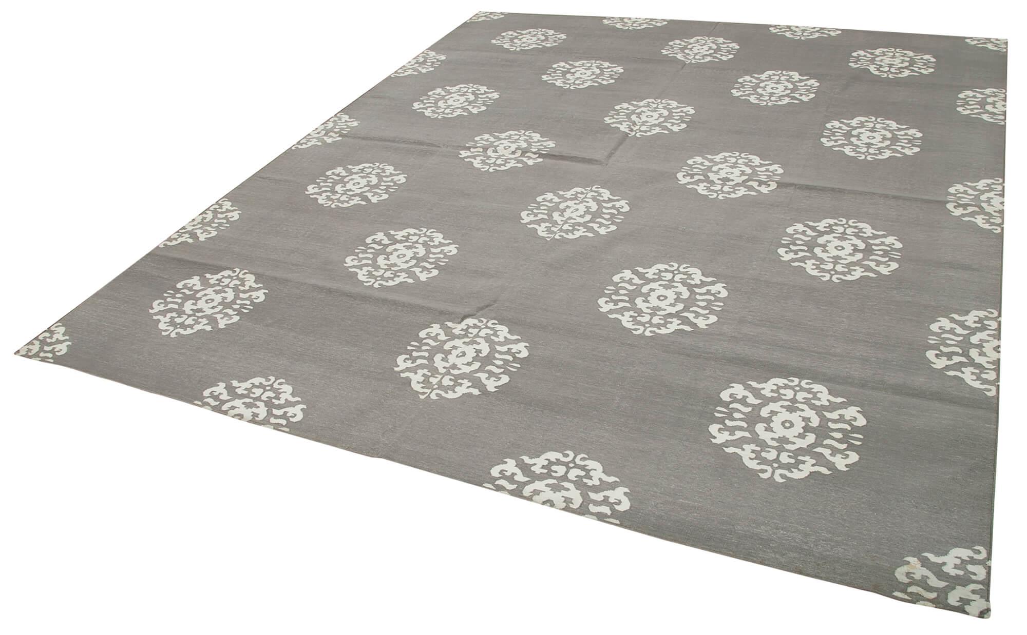 8 x 9 Grey Dhurrie Rug - 2880