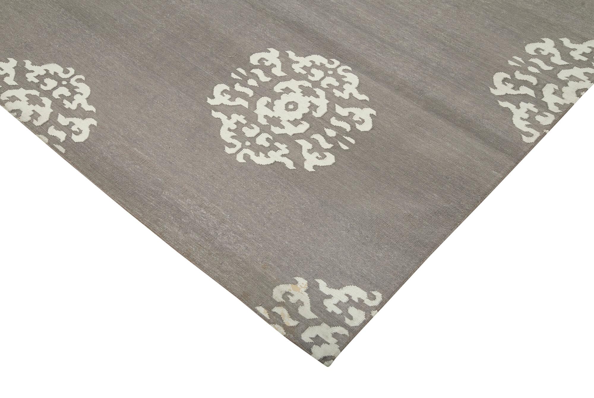 8 x 9 Grey Dhurrie Rug - 2880