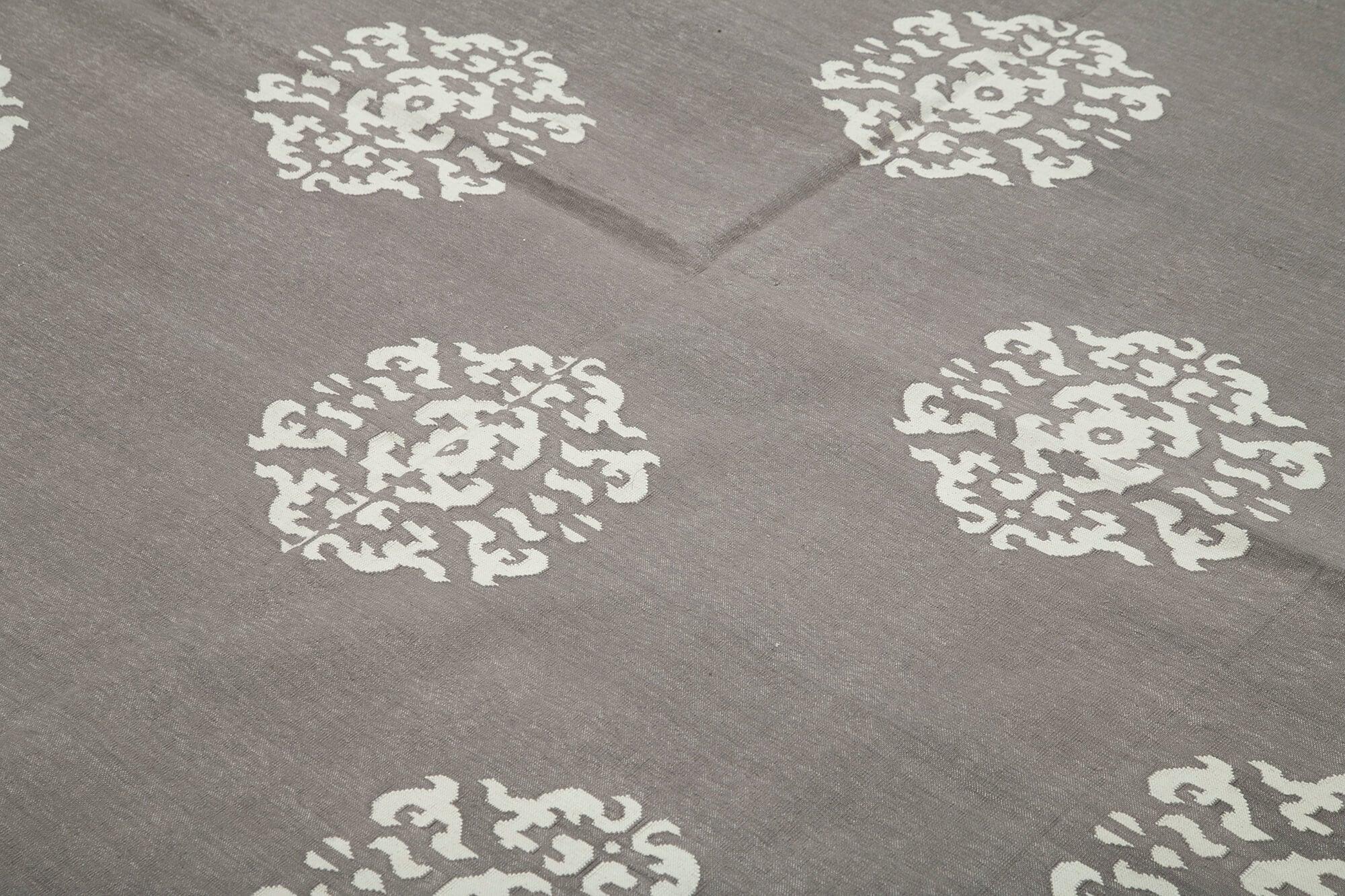 8 x 9 Grey Dhurrie Rug - 2880