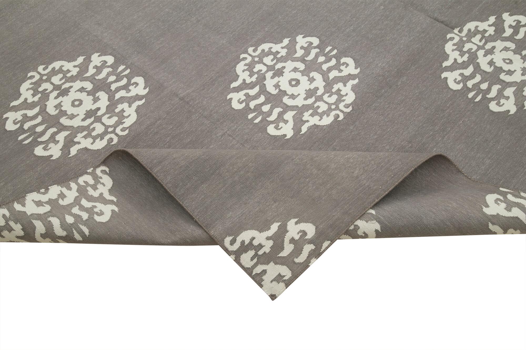 8 x 9 Grey Dhurrie Rug - 2880