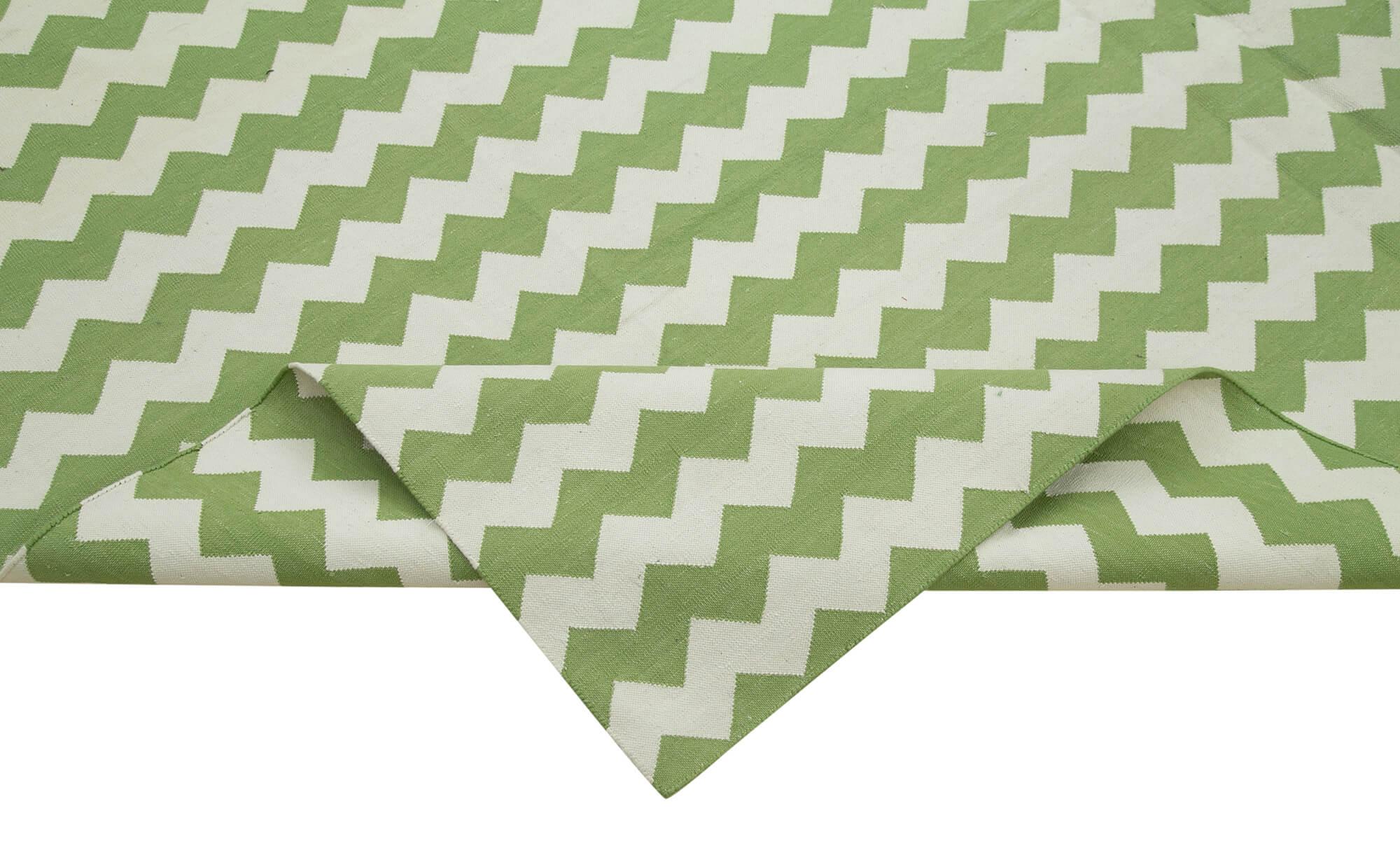 8 x 10 Green Dhurrie Rug - 2888