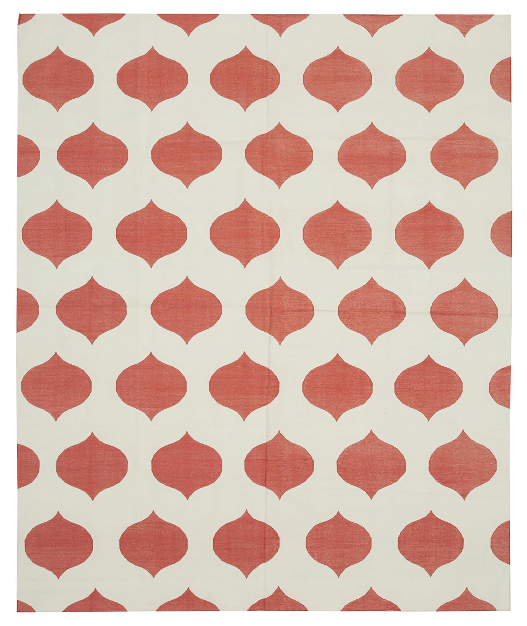 8 x 10 Red Dhurrie Rug - 2892