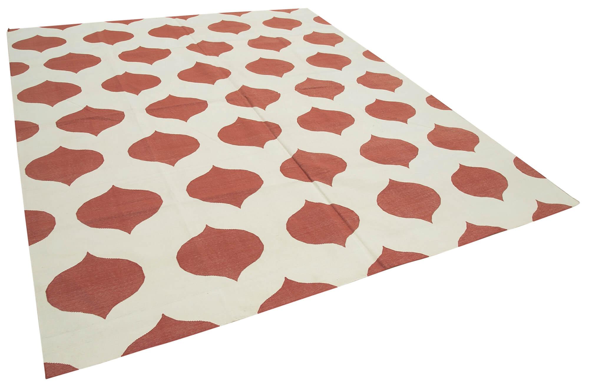 8 x 10 Red Dhurrie Rug - 2892