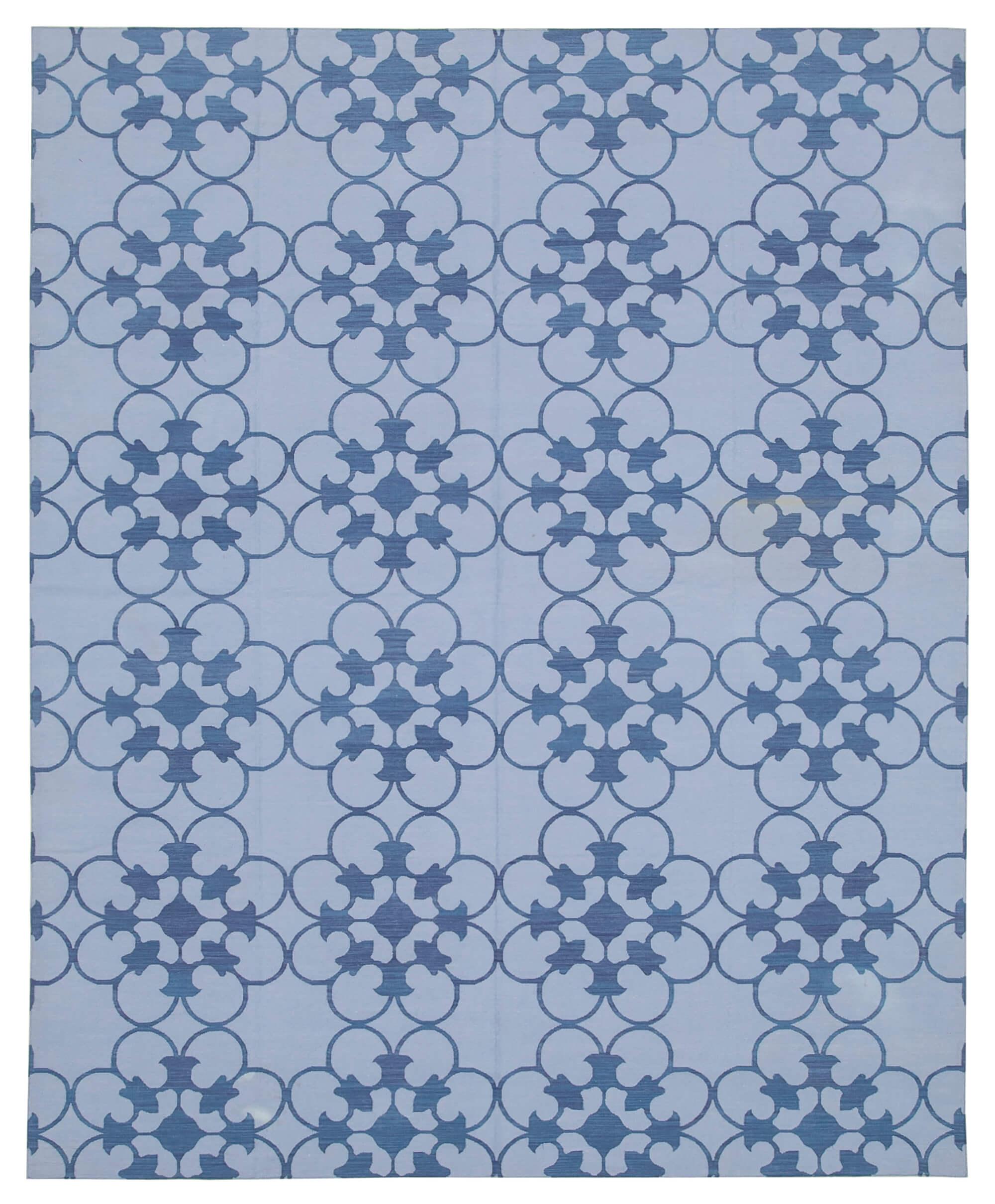 8 x 10 Blue Dhurrie Rug - 2895