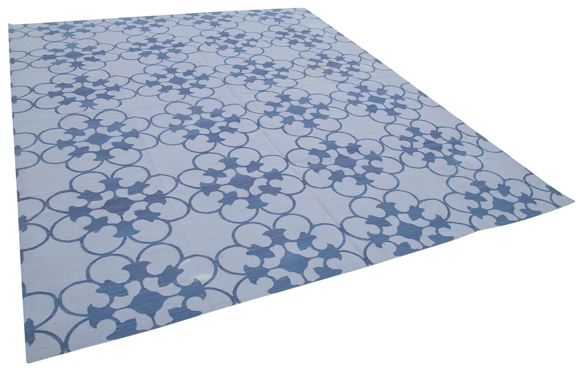 8 x 10 Blue Dhurrie Rug - 2895