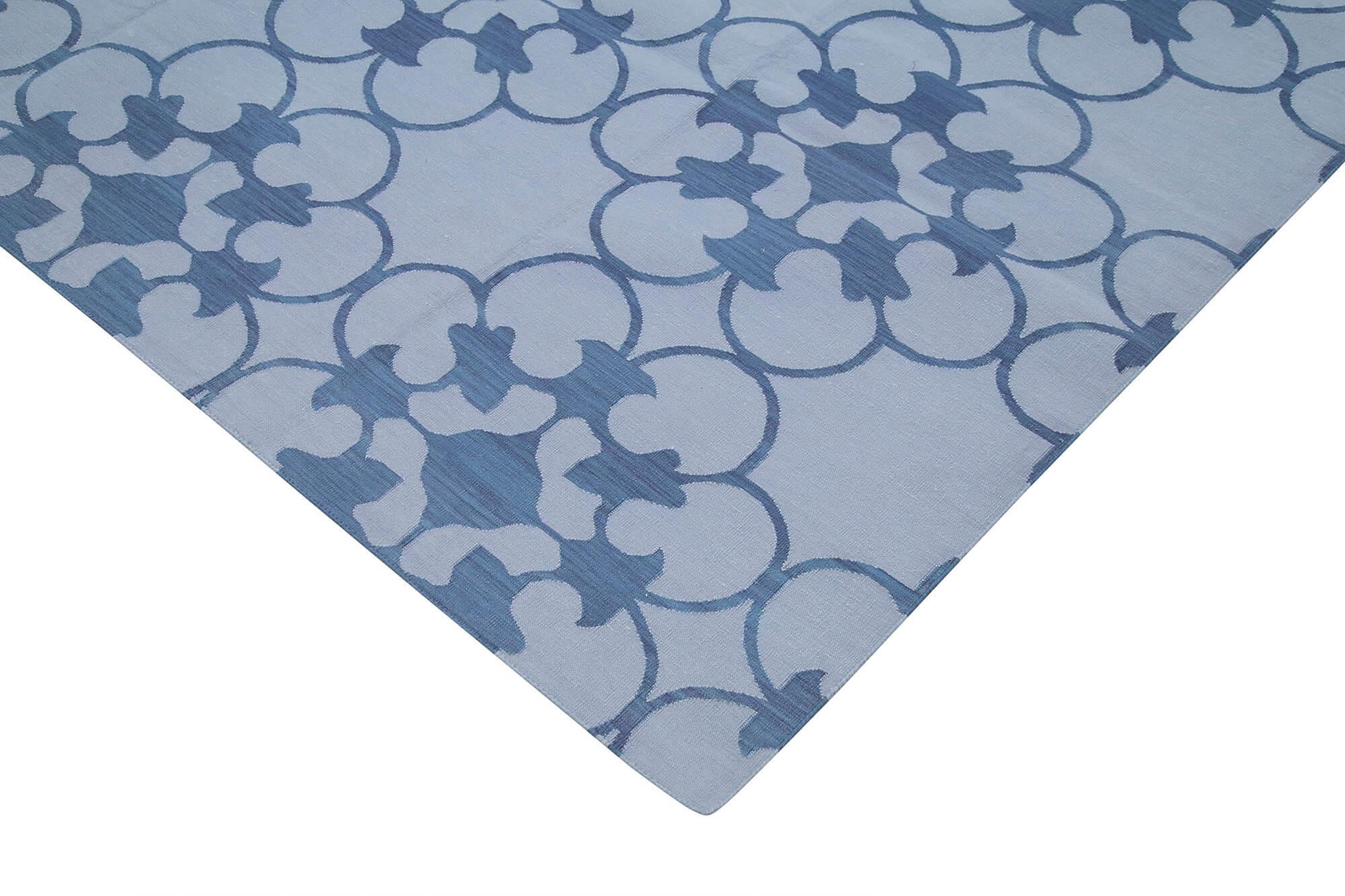 8 x 10 Blue Dhurrie Rug - 2895