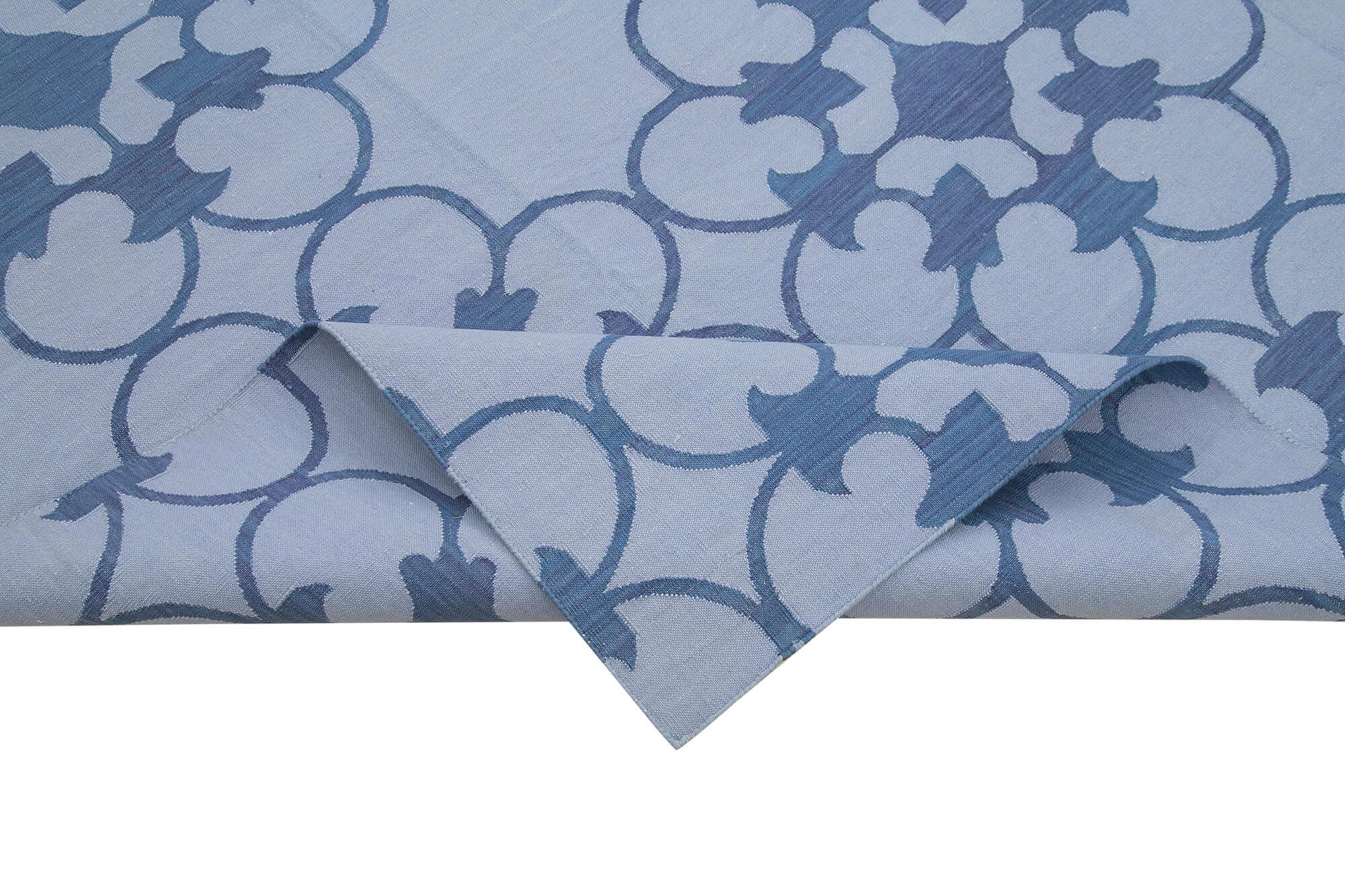 8 x 10 Blue Dhurrie Rug - 2895