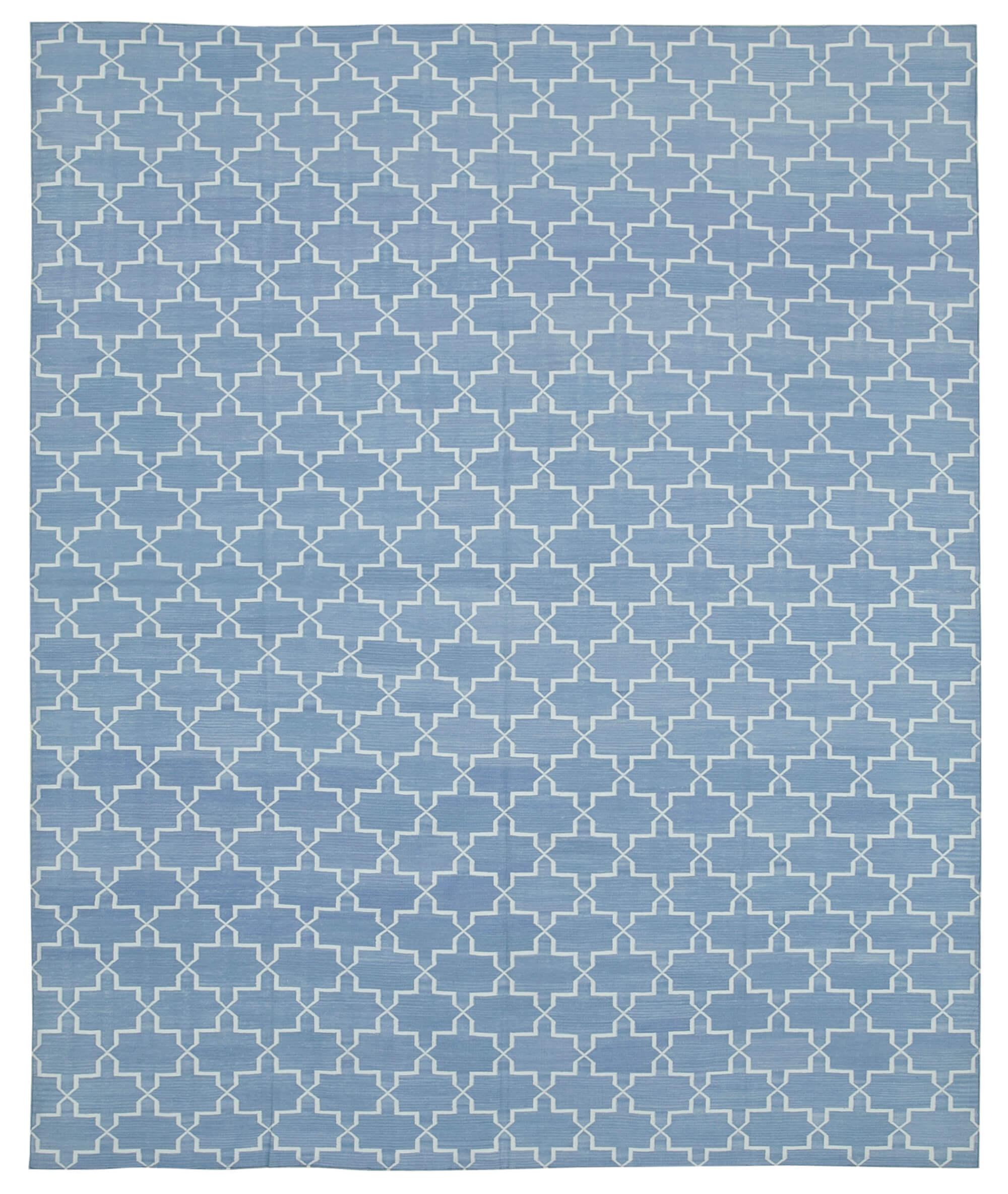 8 x 10 Blue Dhurrie Rug - 2897