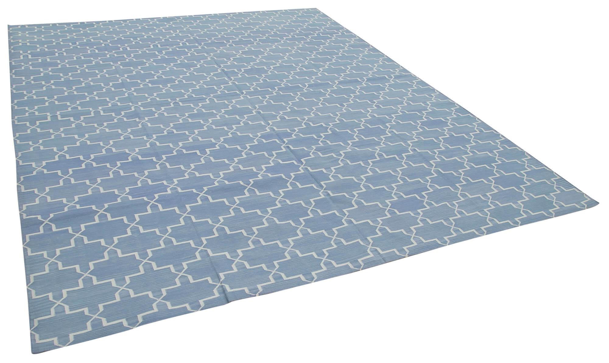 8 x 10 Blue Dhurrie Rug - 2897