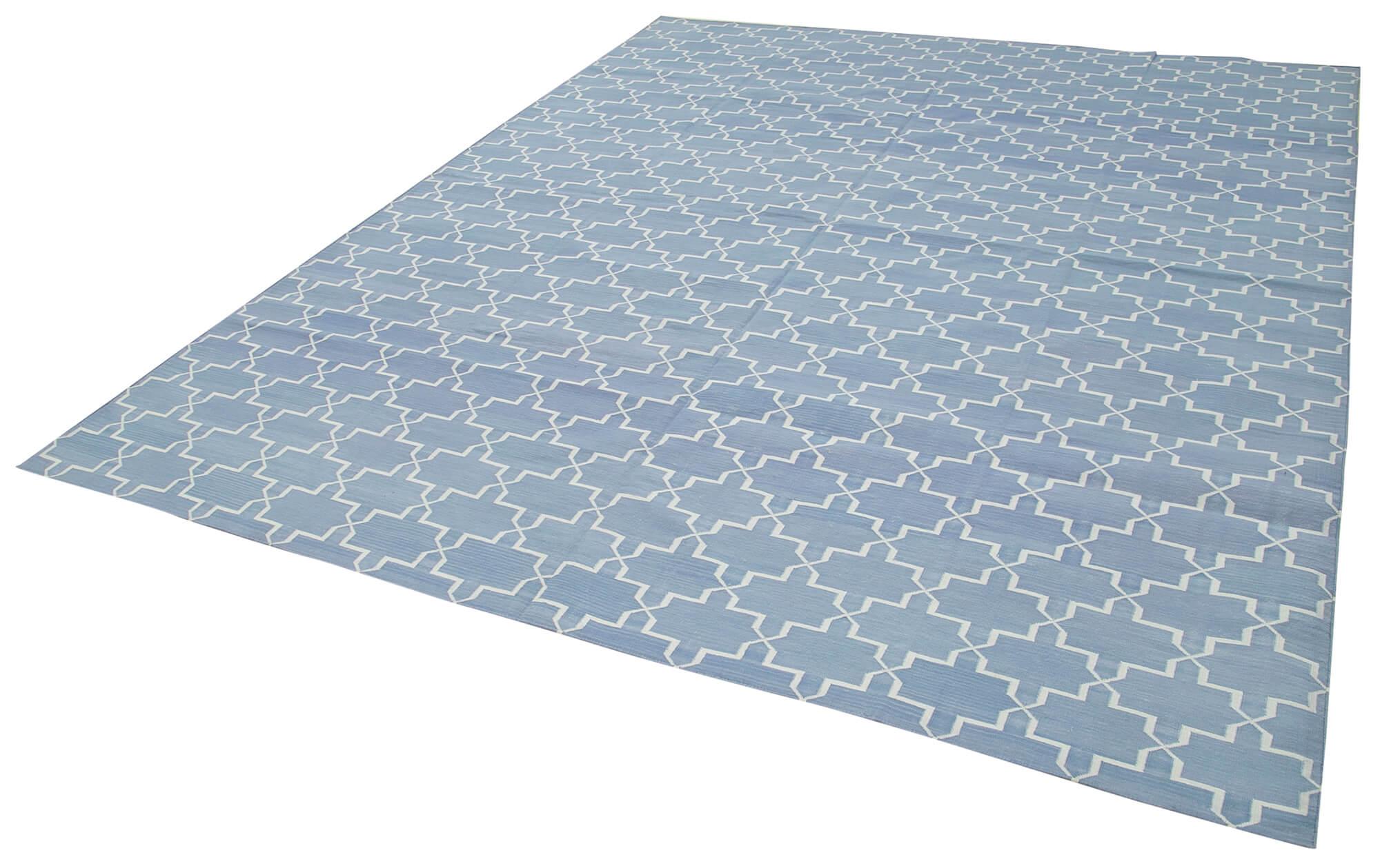 8 x 10 Blue Dhurrie Rug - 2897