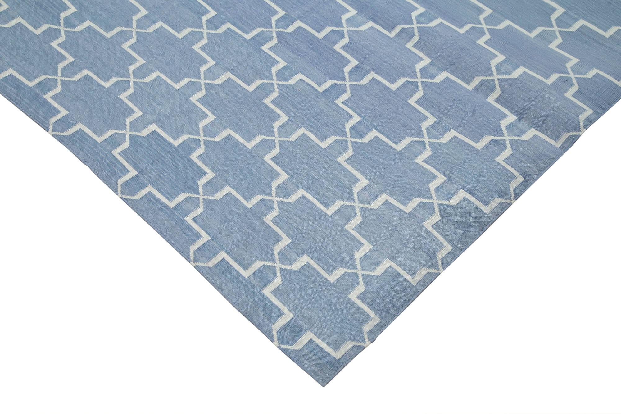 8 x 10 Blue Dhurrie Rug - 2897