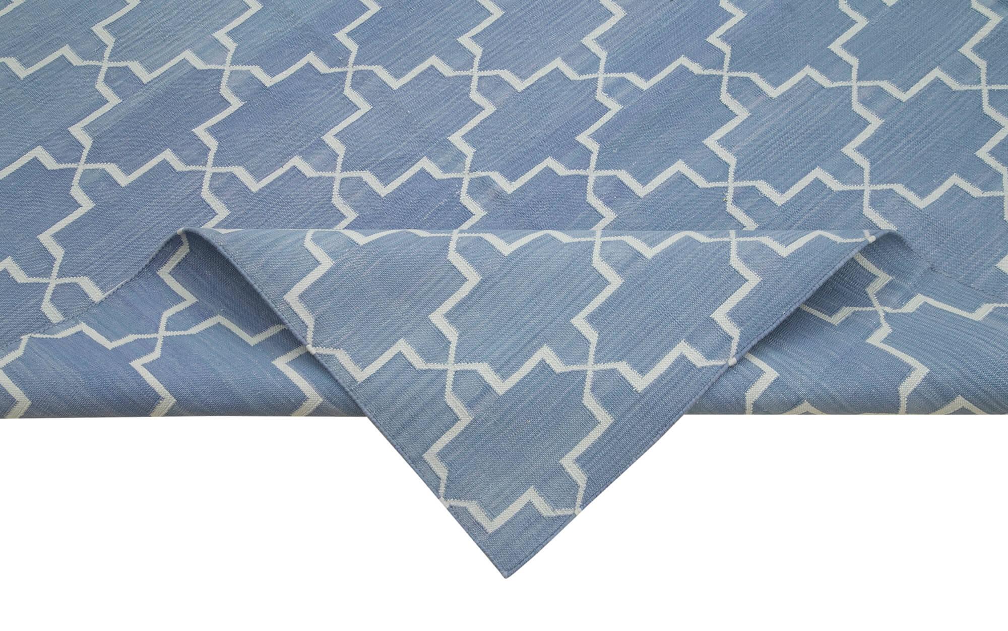 8 x 10 Blue Dhurrie Rug - 2897