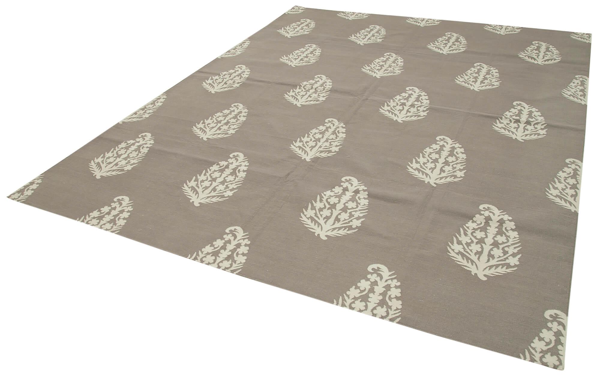 8 x 10 Brown Dhurrie Rug - 2898