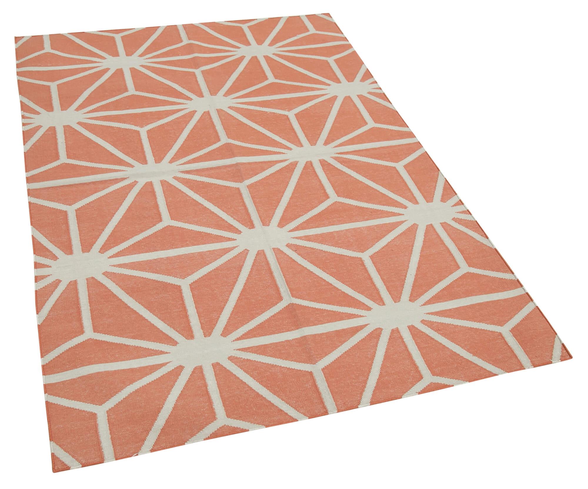 4 x 5 Orange Dhurrie Rug - 2903