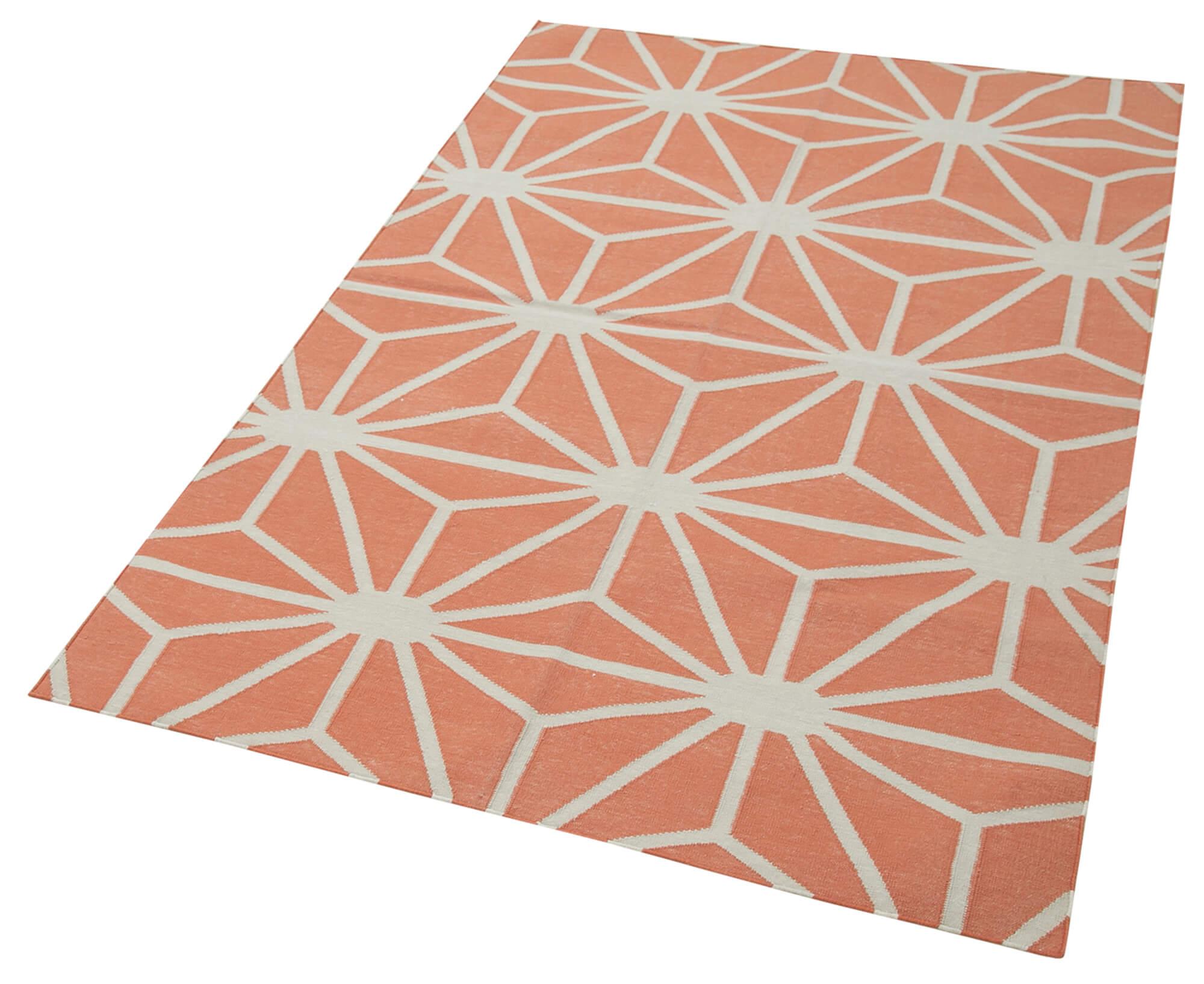 4 x 5 Orange Dhurrie Rug - 2903