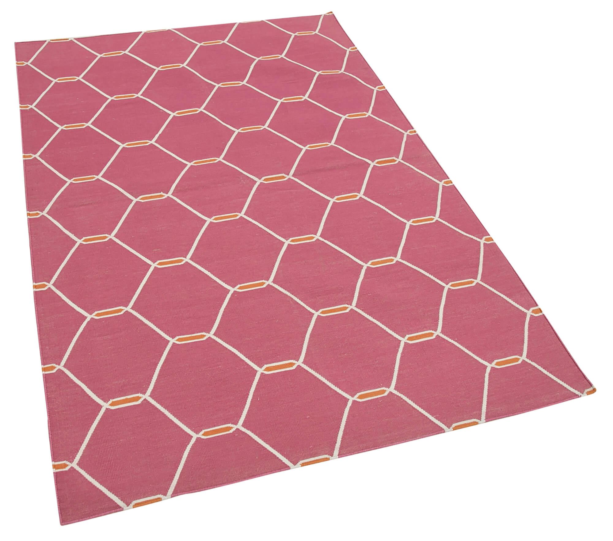 4 x 6 Pink Dhurrie Rug - 2908