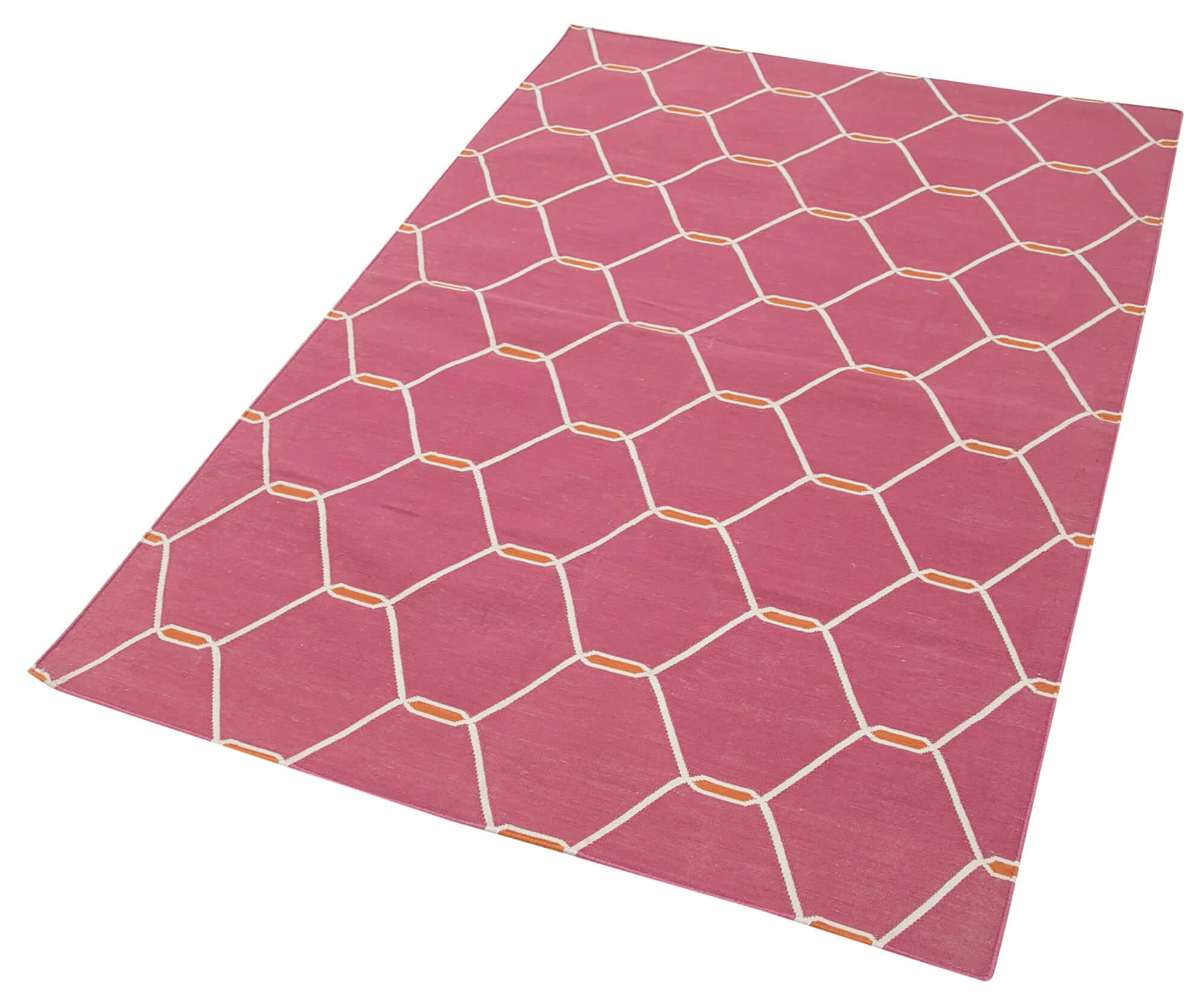 4 x 6 Pink Dhurrie Rug - 2908