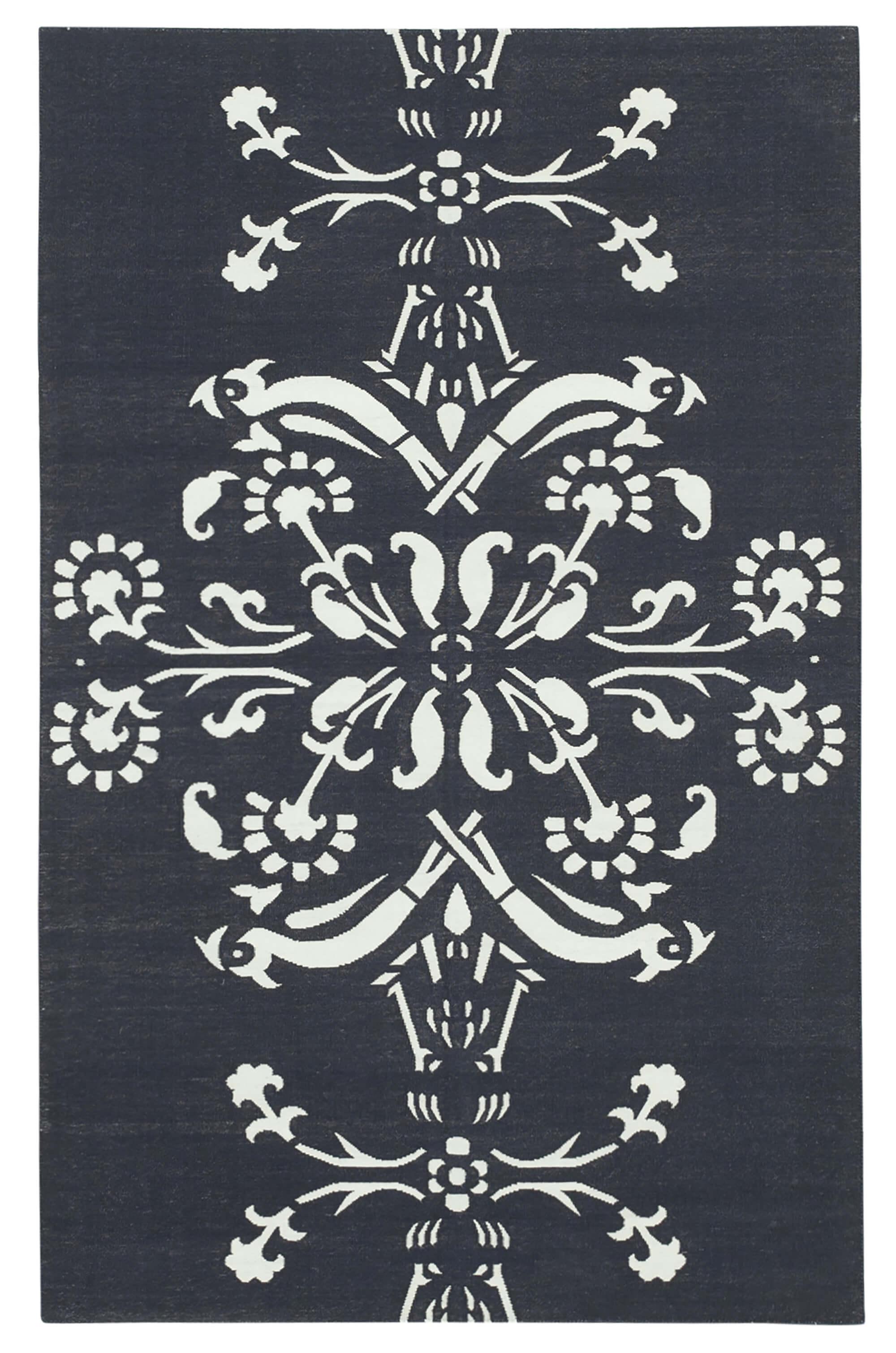 4 x 6 Black Dhurrie Rug - 2911