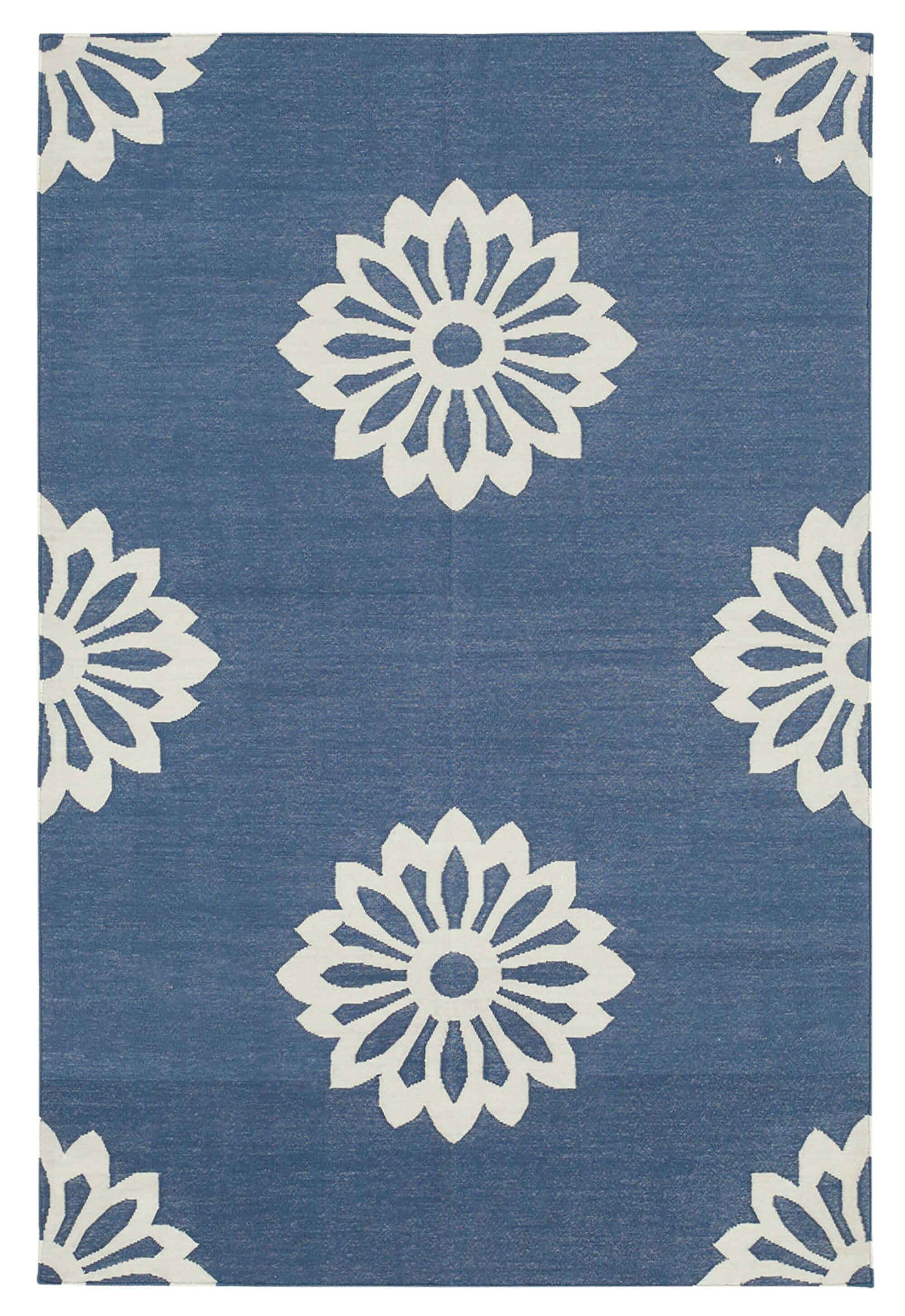 4 x 5 Blue Dhurrie Rug - 2914