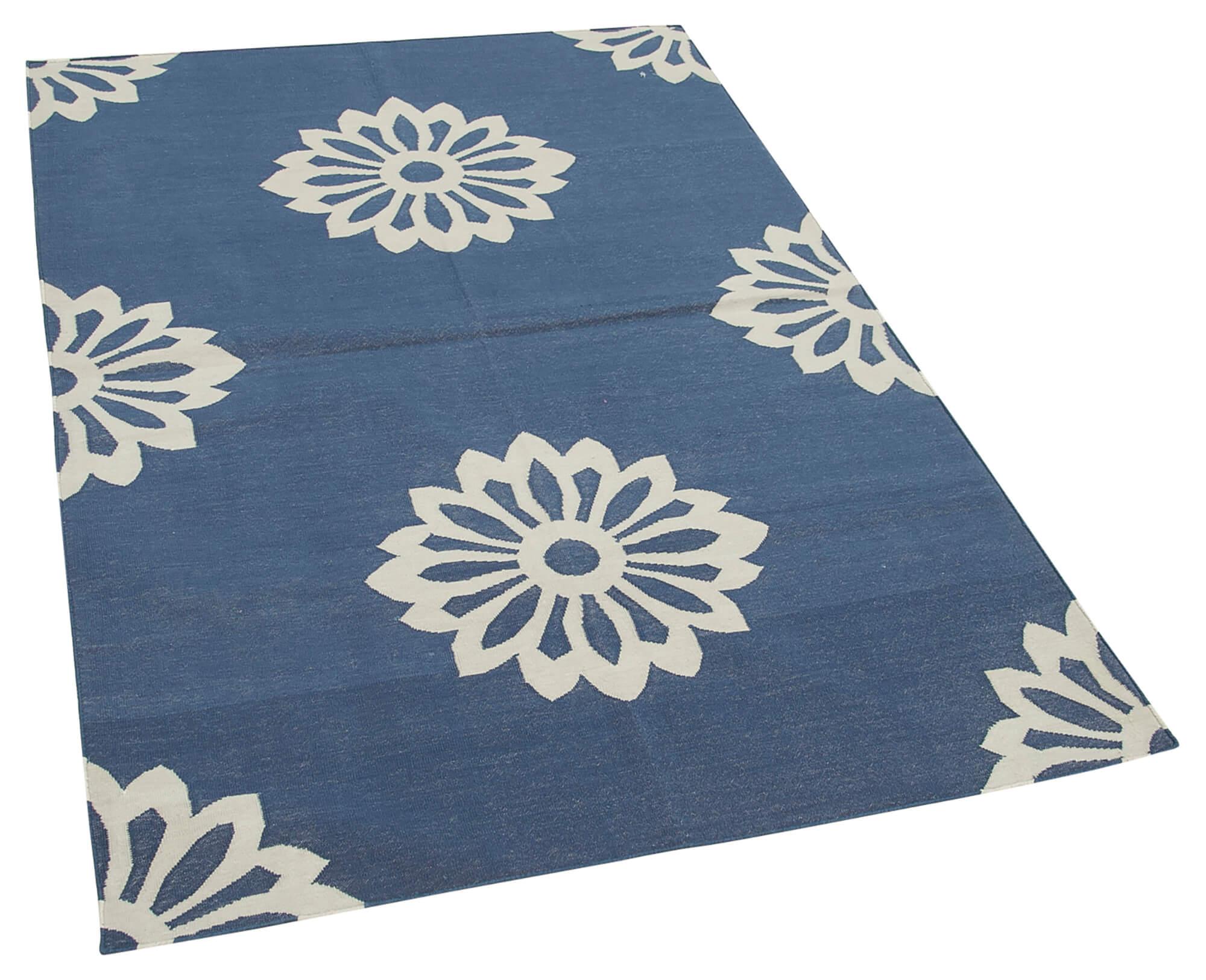 4 x 5 Blue Dhurrie Rug - 2914